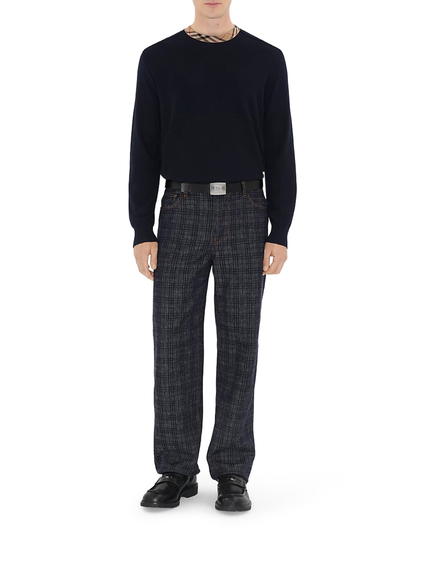 Оригінальна Wool Pullover With Check Finishes Burberry – вид ззаду