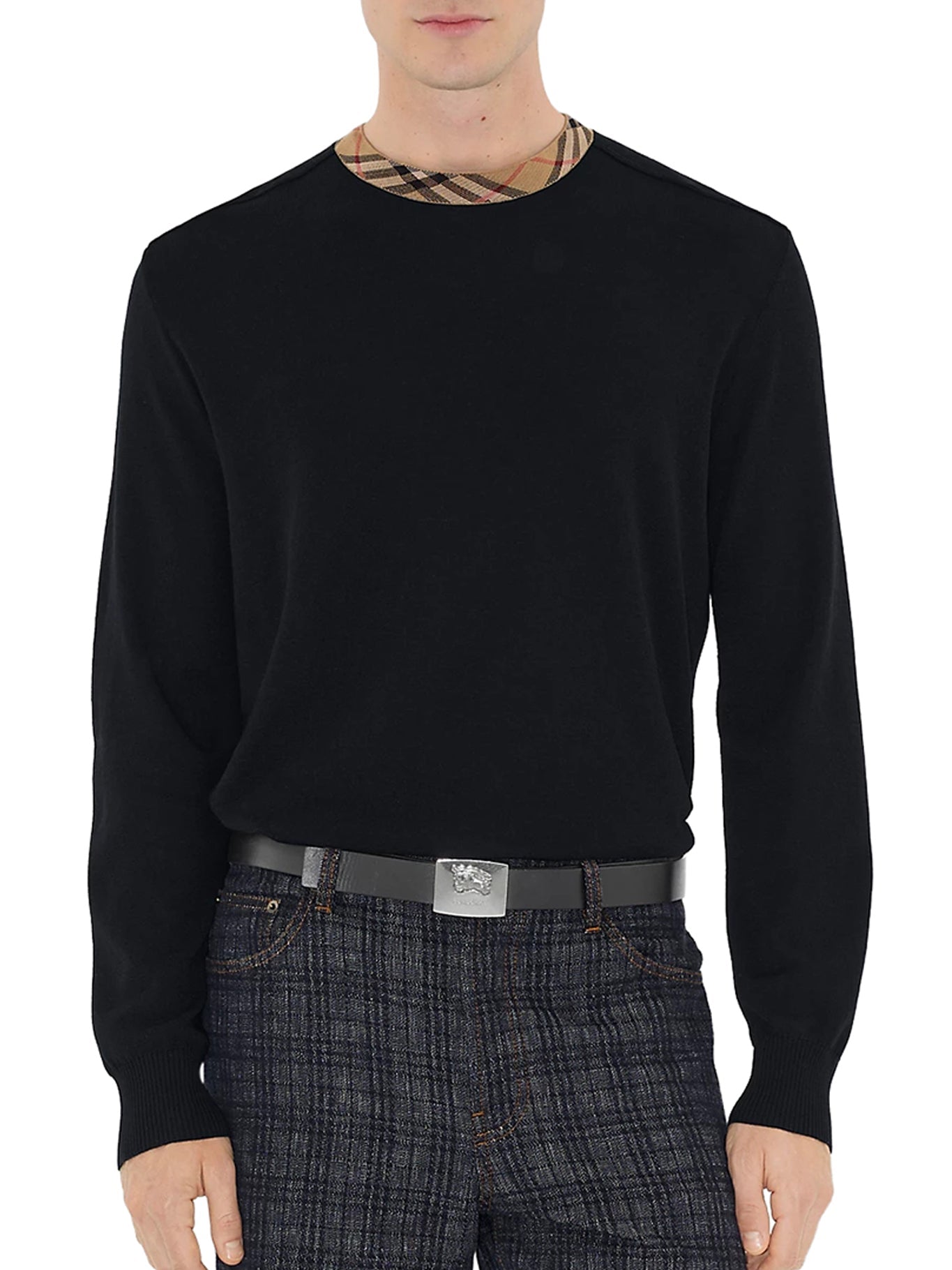 Оригінальна Wool Pullover With Check Finishes Burberry – детальний вид