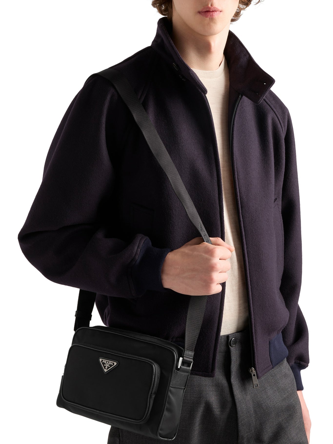 Оригінальна Small Shoulder Bag In Re-Nylon And Saffiano Prada – вид ззаду