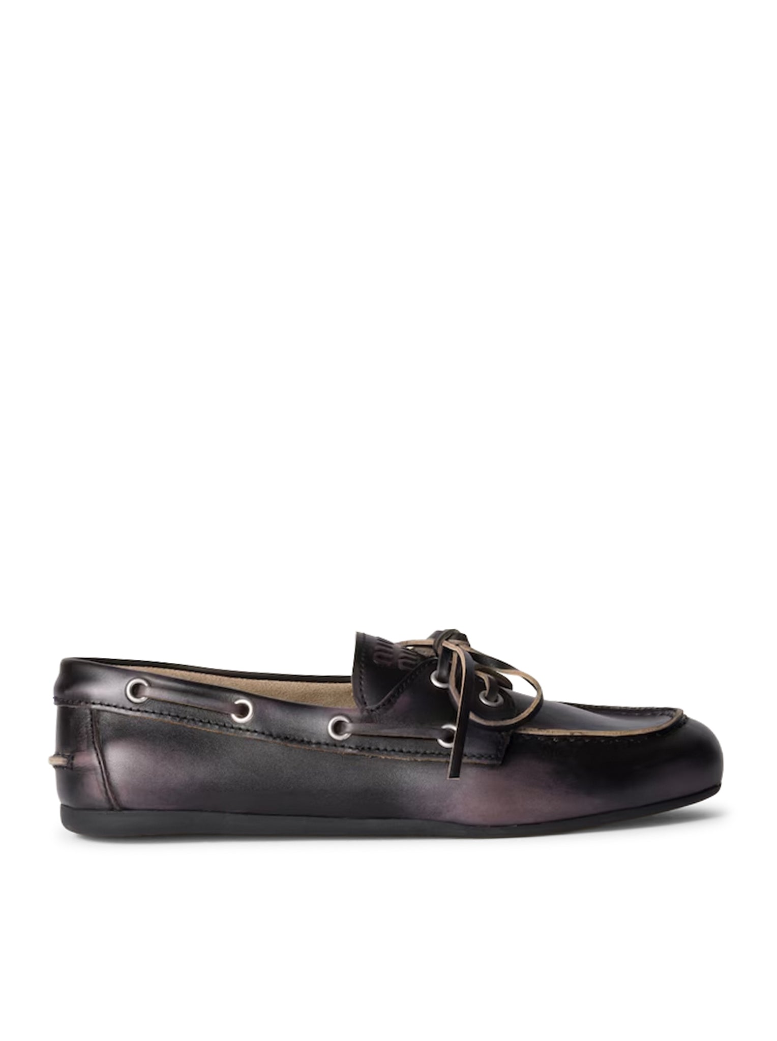 Unlined Boat Loafers In Decolored Leather Miu miu – Гарантія оригінальності – боковий вид