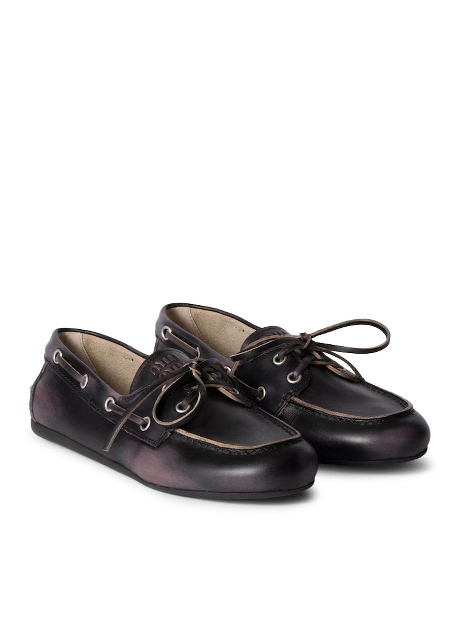 Unlined Boat Loafers In Decolored Leather Miu miu – Гарантія оригінальності – вид ззаду