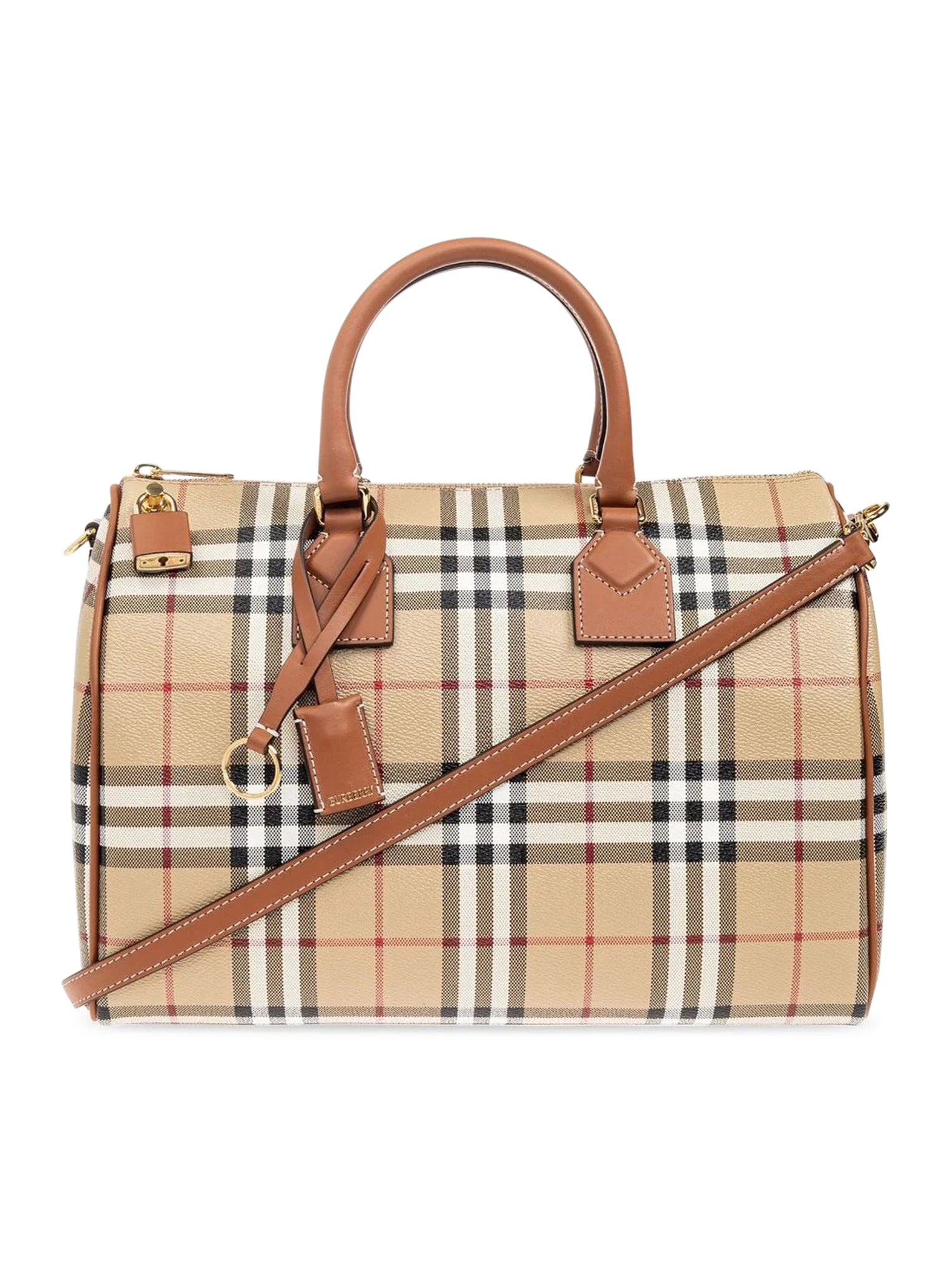 Checked Zipped Bowling Tote Bag Burberry – Гарантія оригінальності – боковий вид