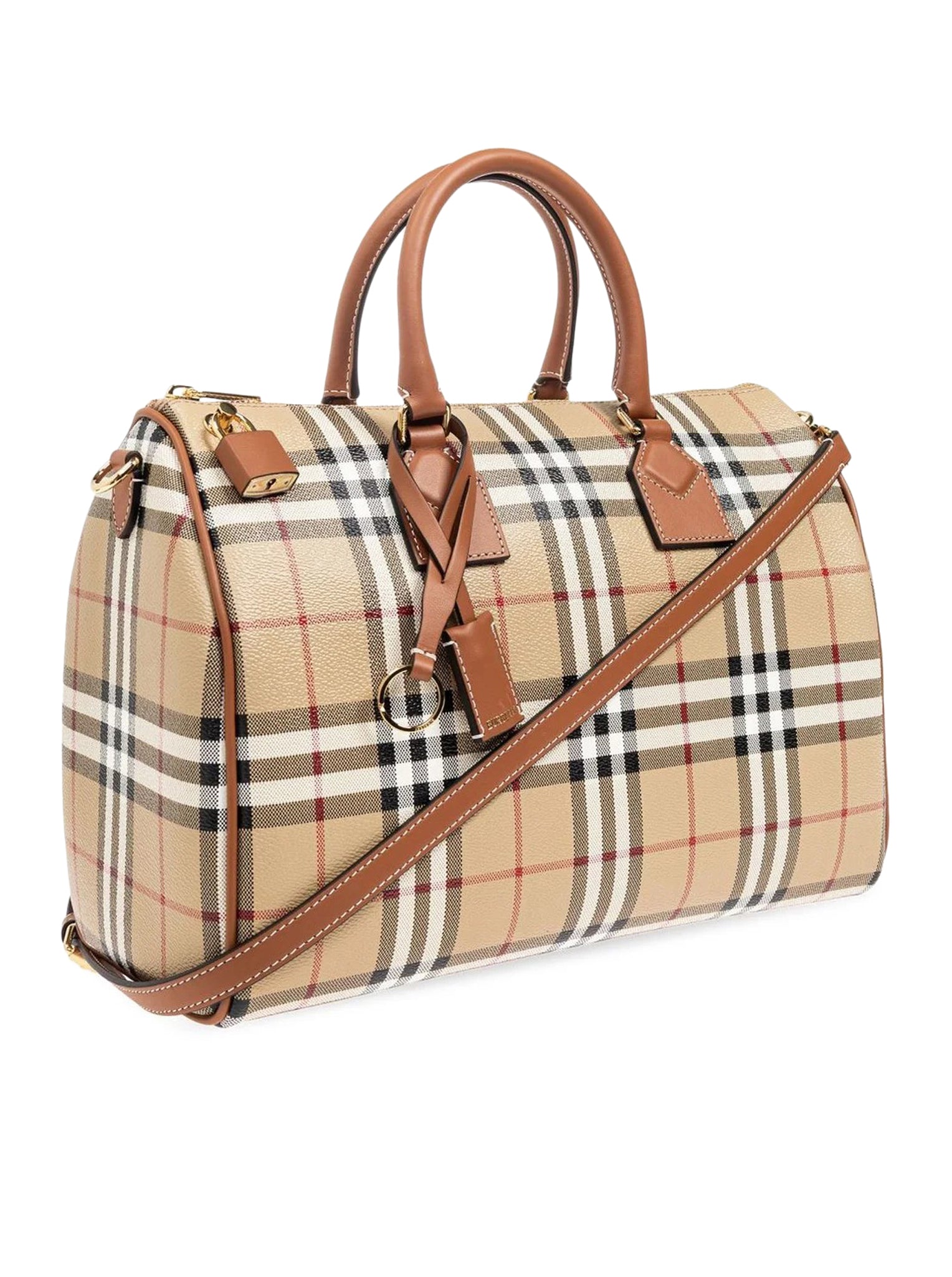 Checked Zipped Bowling Tote Bag Burberry – Гарантія оригінальності – детальний вид