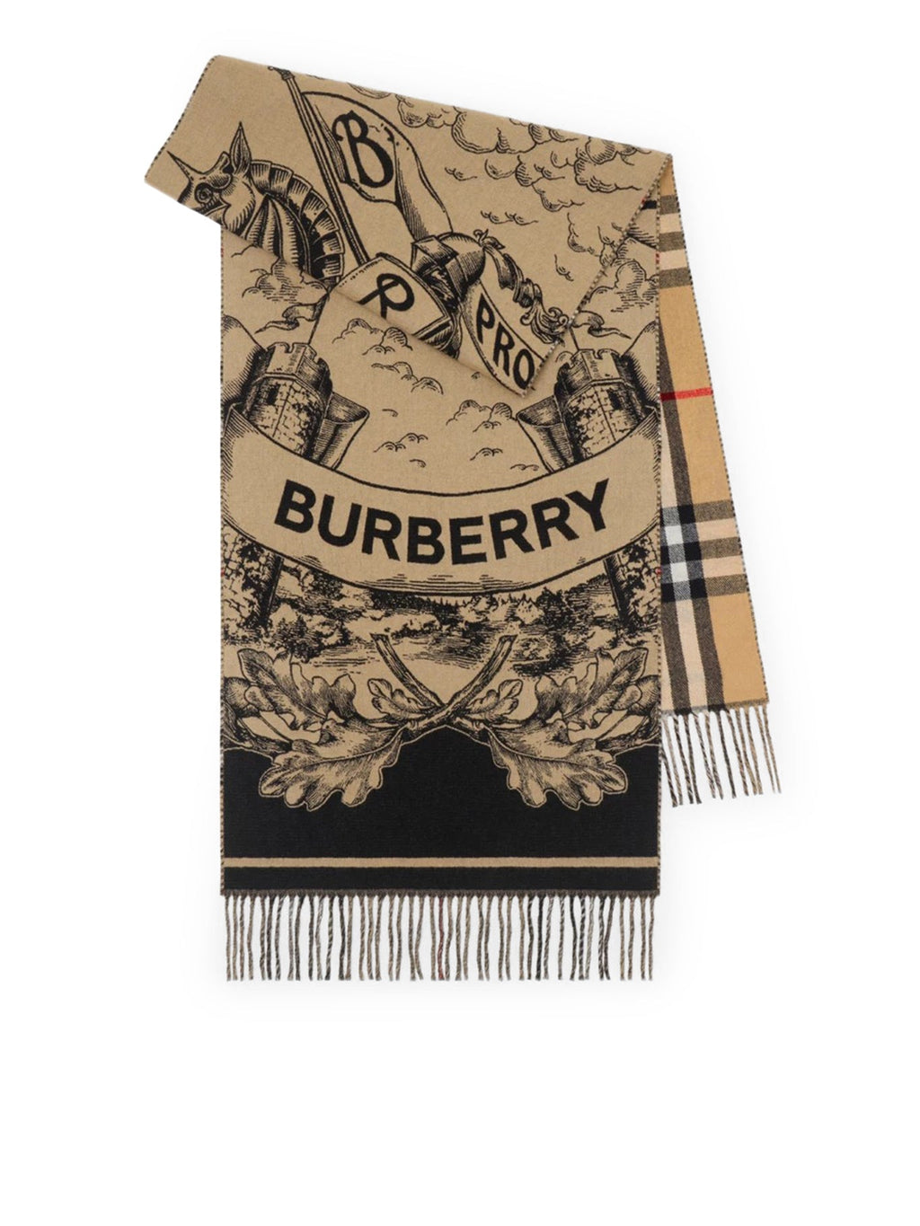 Оригінальна Reversible Cashmere Scarf With Ekd Burberry – боковий вид