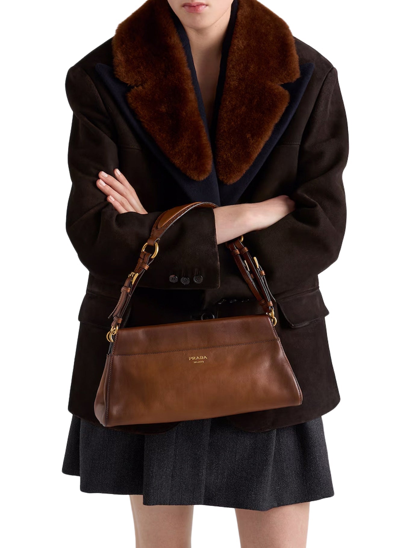 Enchaîné Medium Leather Bag Prada – Гарантія оригінальності – вид ззаду