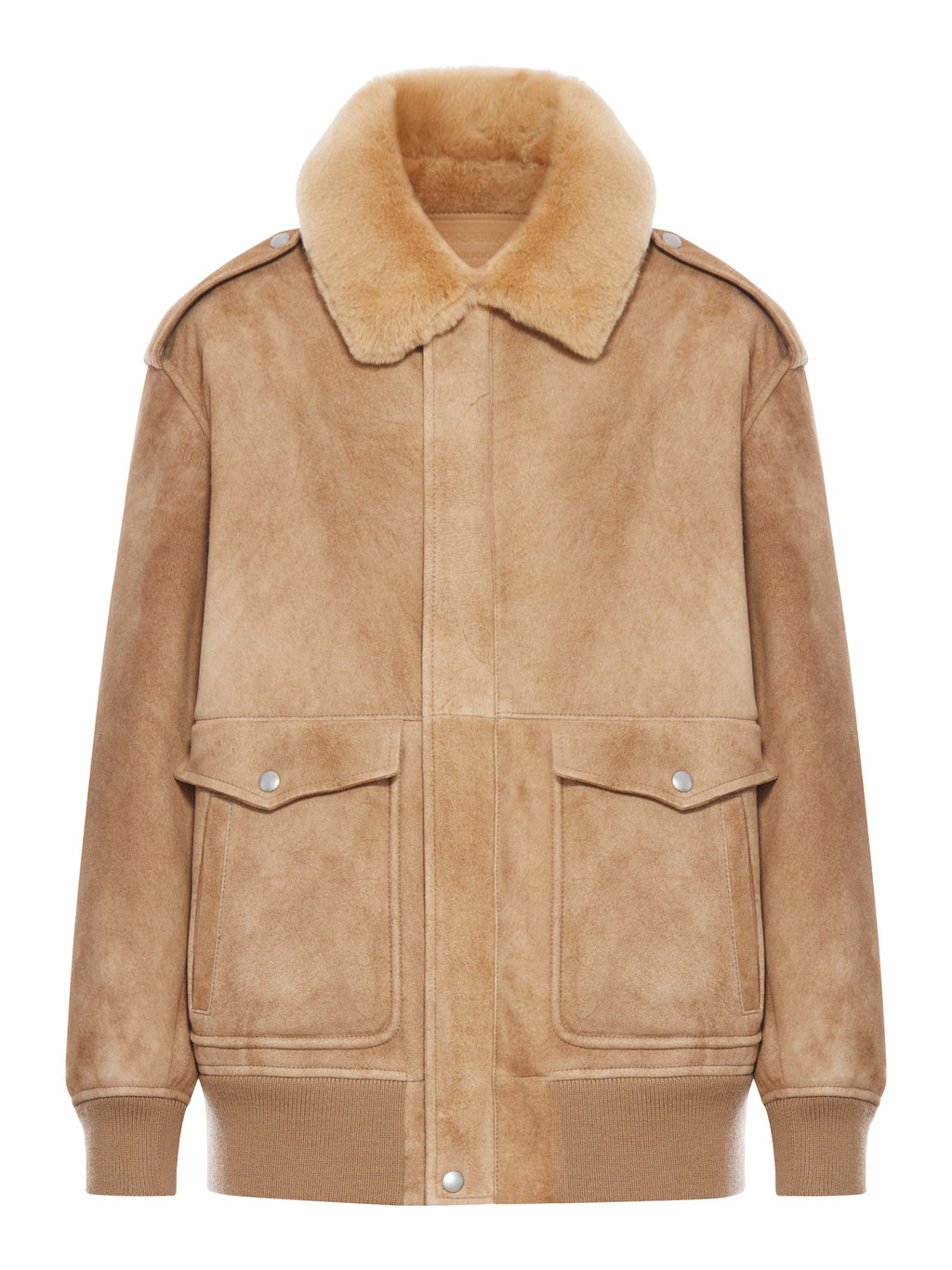 Оригінальна Shearling Jacket With Wide Collar Prada – боковий вид