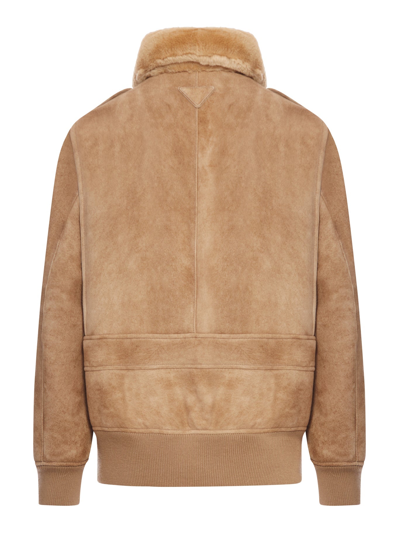 Оригінальна Shearling Jacket With Wide Collar Prada – вид ззаду