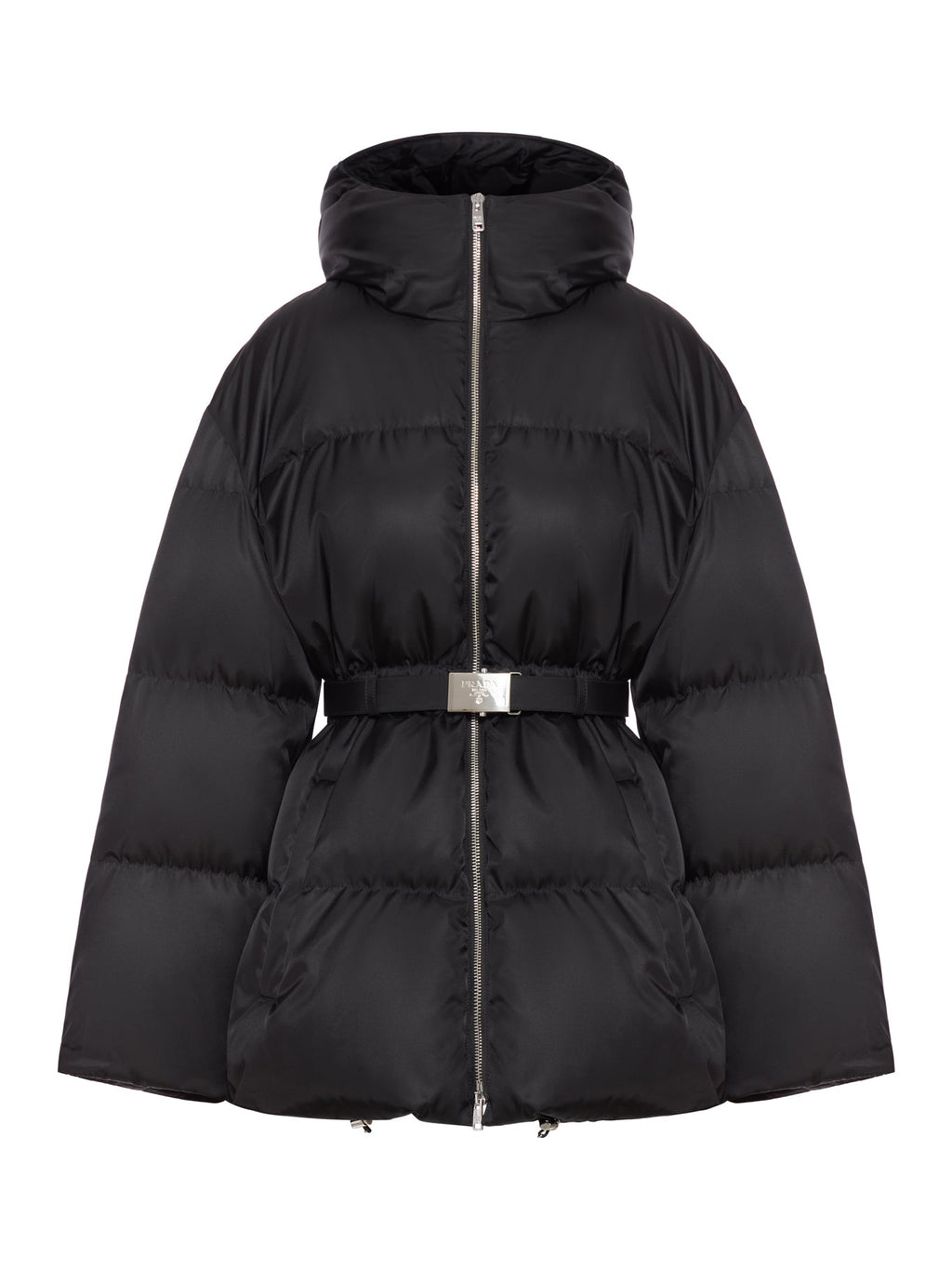 Оригінальна Long Down Jacket With Waist Belt Prada – боковий вид
