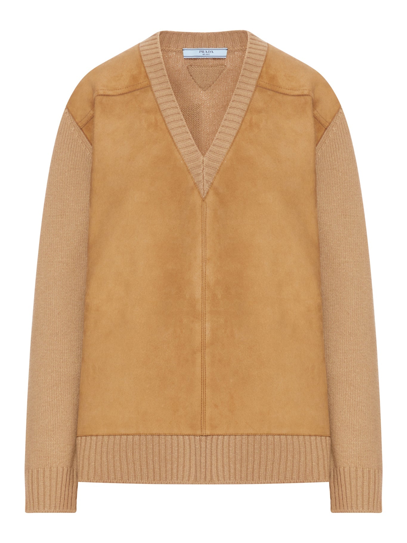Wool And Cashmere Sweater With Suede Inserts Prada – Гарантія оригінальності – боковий вид
