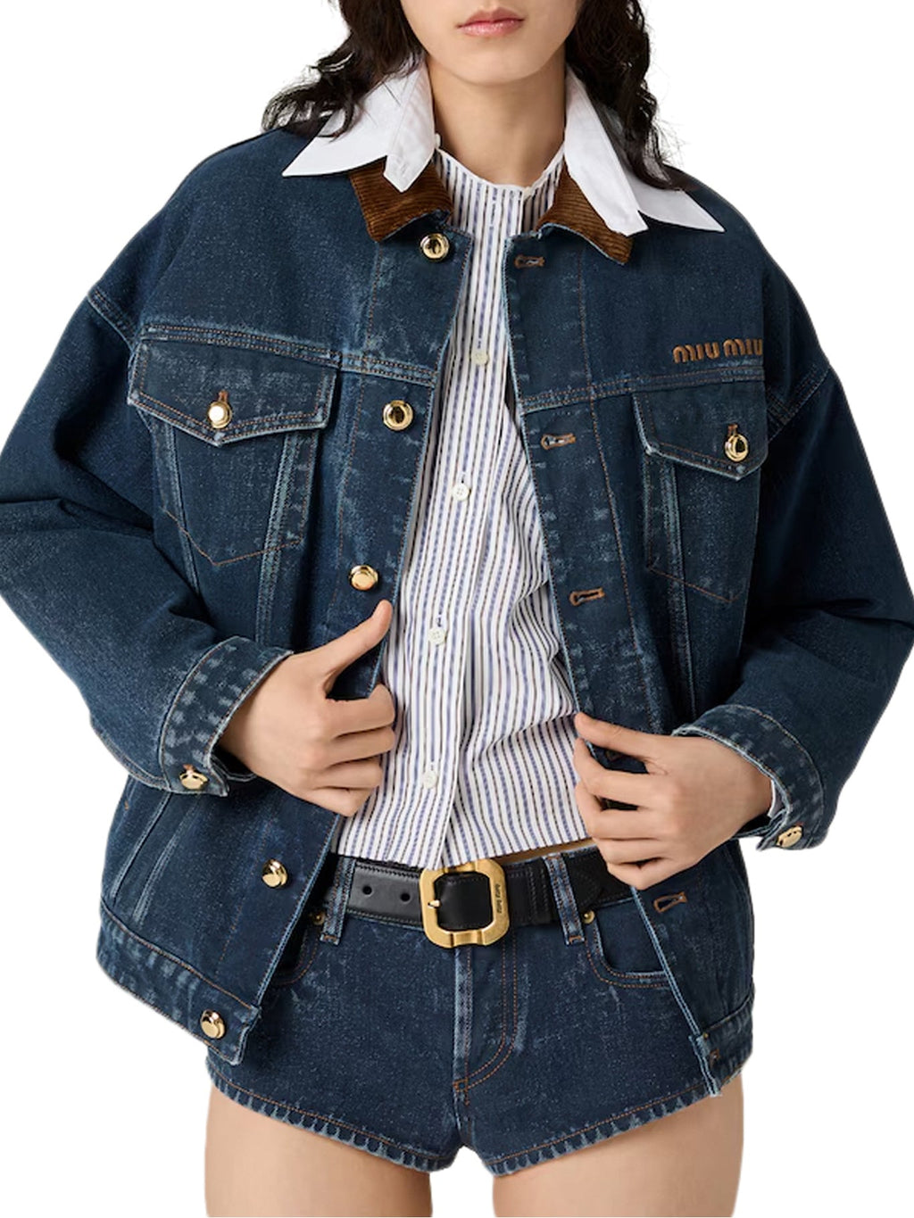 Оригінальна Flocked Denim And Velvet Blouson Miu miu – детальний вид