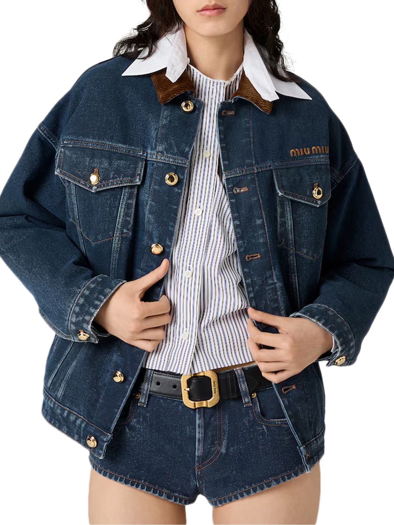 Оригінальна Flocked Denim And Velvet Blouson Miu miu – детальний вид