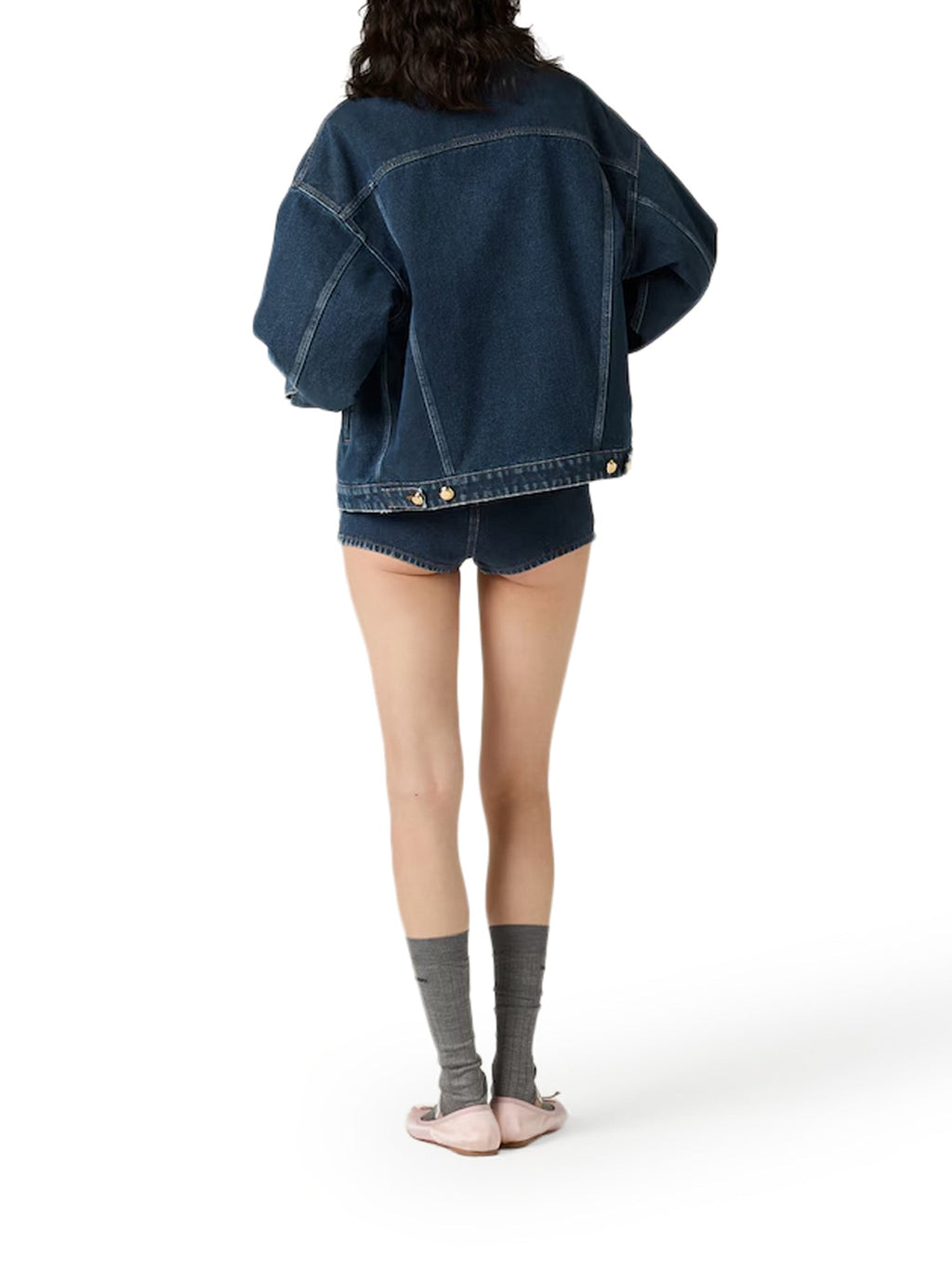 Оригінальна Flocked Denim And Velvet Blouson Miu miu – збільшений вид