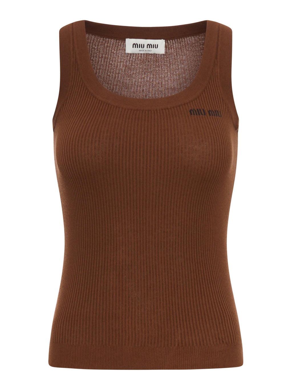 Оригінальна Ribbed Cotton Tank Top Miu miu – боковий вид