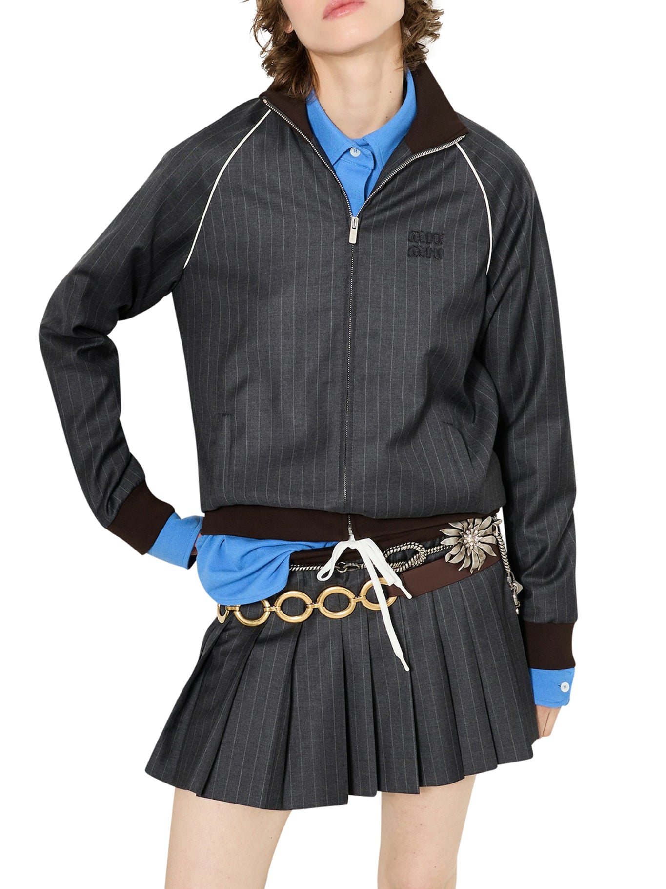 Оригінальна Pinstriped Pleated Miniskirt Miu miu – детальний вид