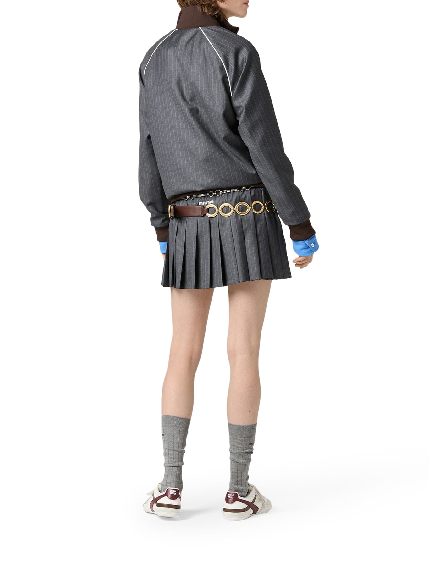 Оригінальна Pinstriped Pleated Miniskirt Miu miu – збільшений вид