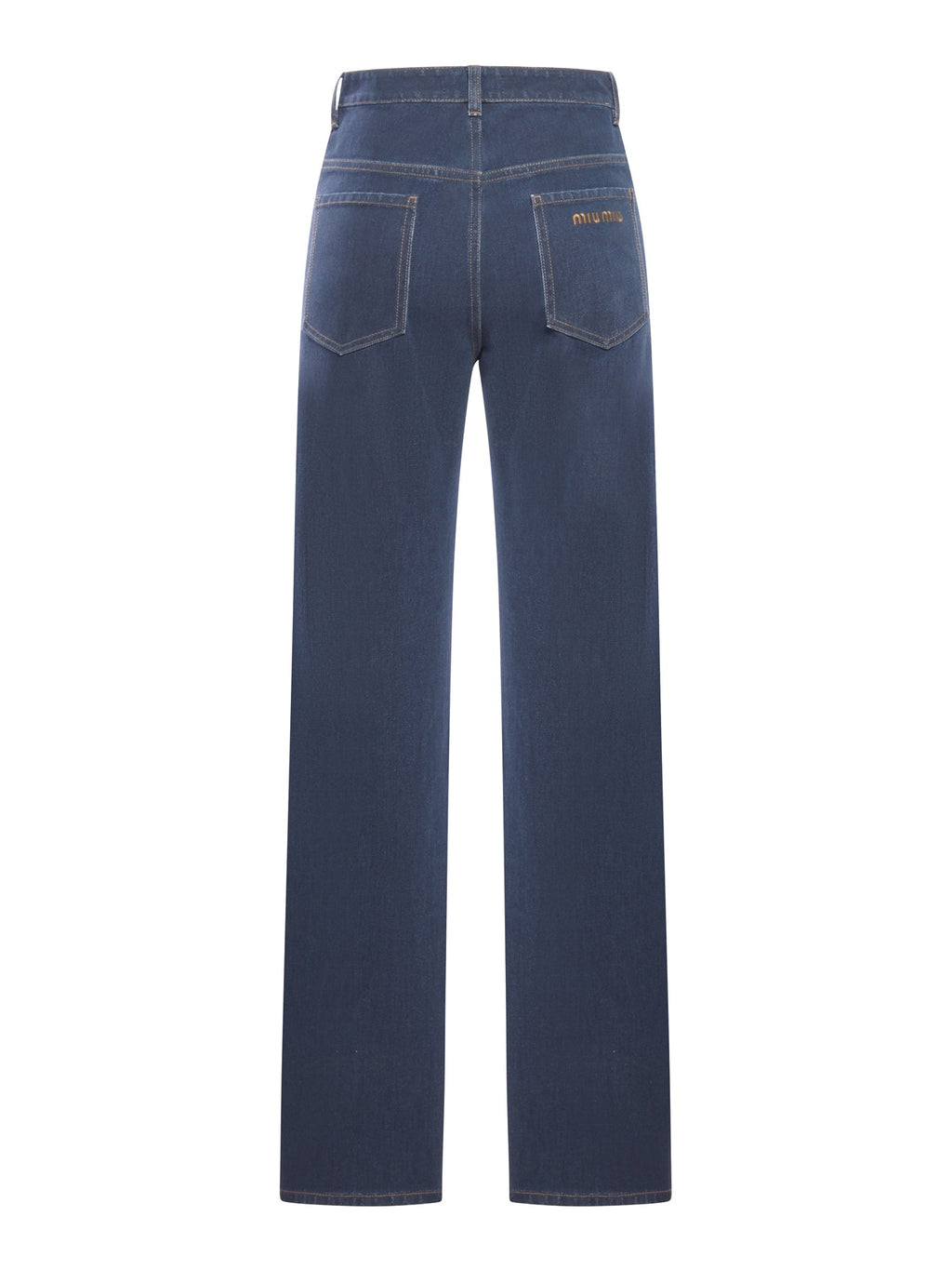 Оригінальна Wide Leg Pants With Embroidered Logo Miu miu – вид ззаду