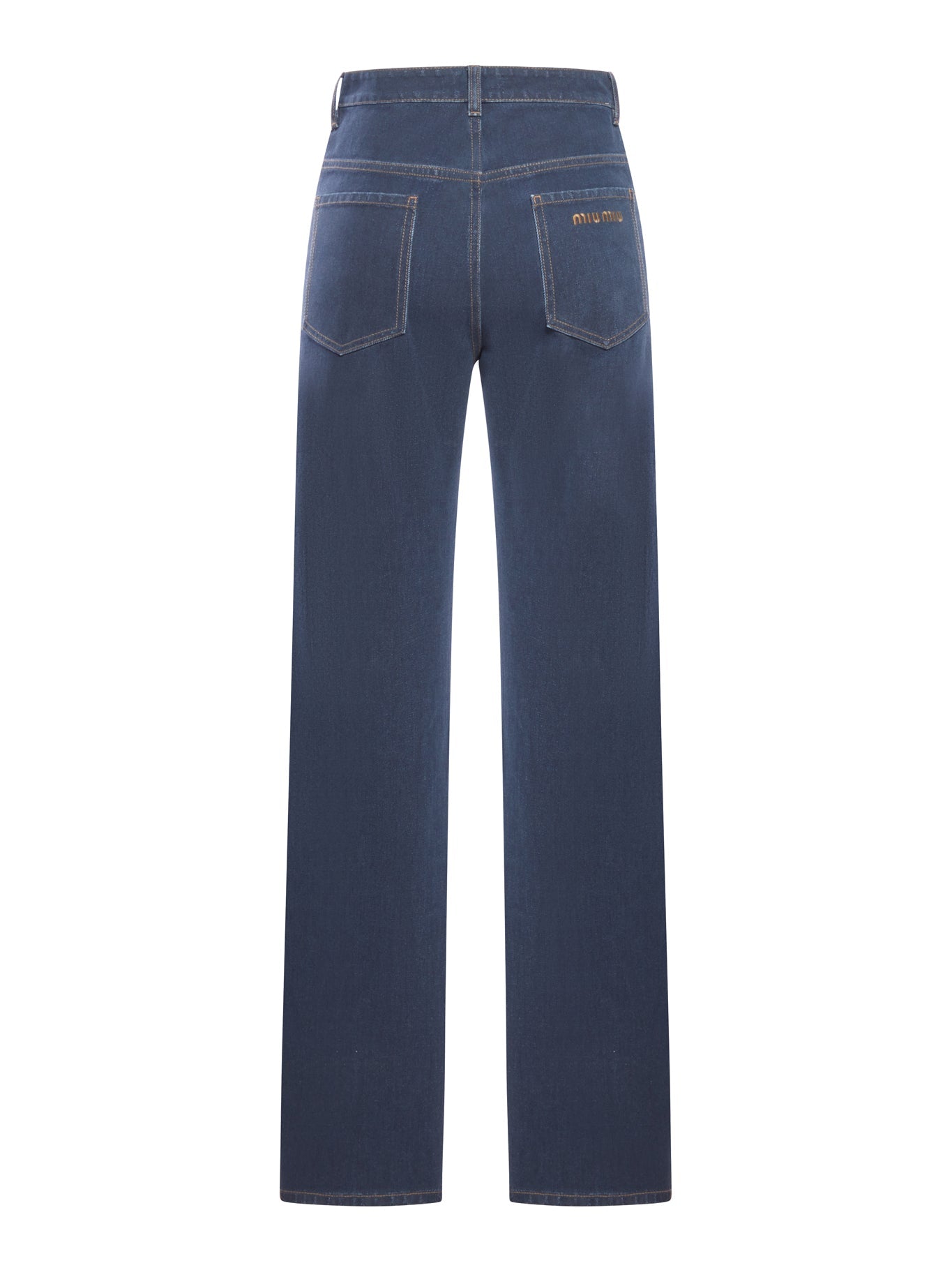 Оригінальна Wide Leg Pants With Embroidered Logo Miu miu – вид ззаду