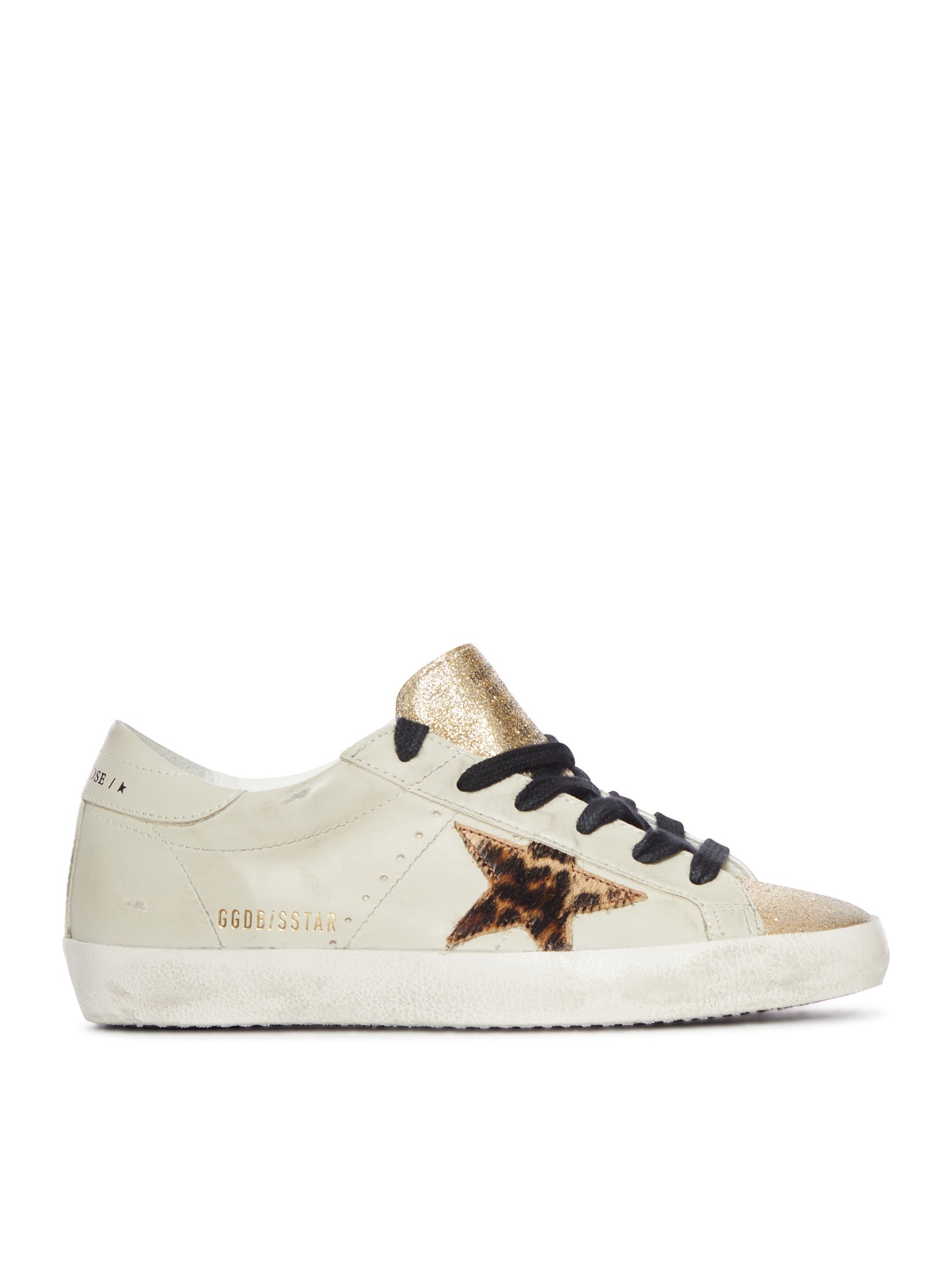 Superstar Sneaker In Leather With Leopard Star And Glitter Tongue Golden goose оригінал – Купити в Україні – боковий вид