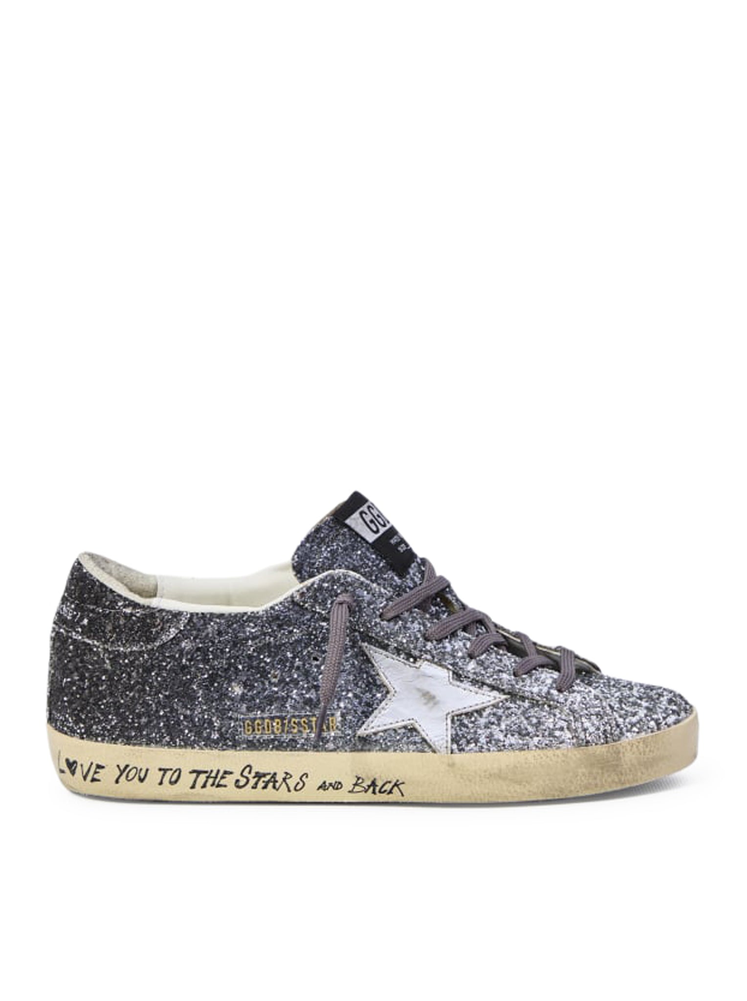 Super-Star Sneakers With Glitter Golden goose оригінал – Купити в Україні – боковий вид