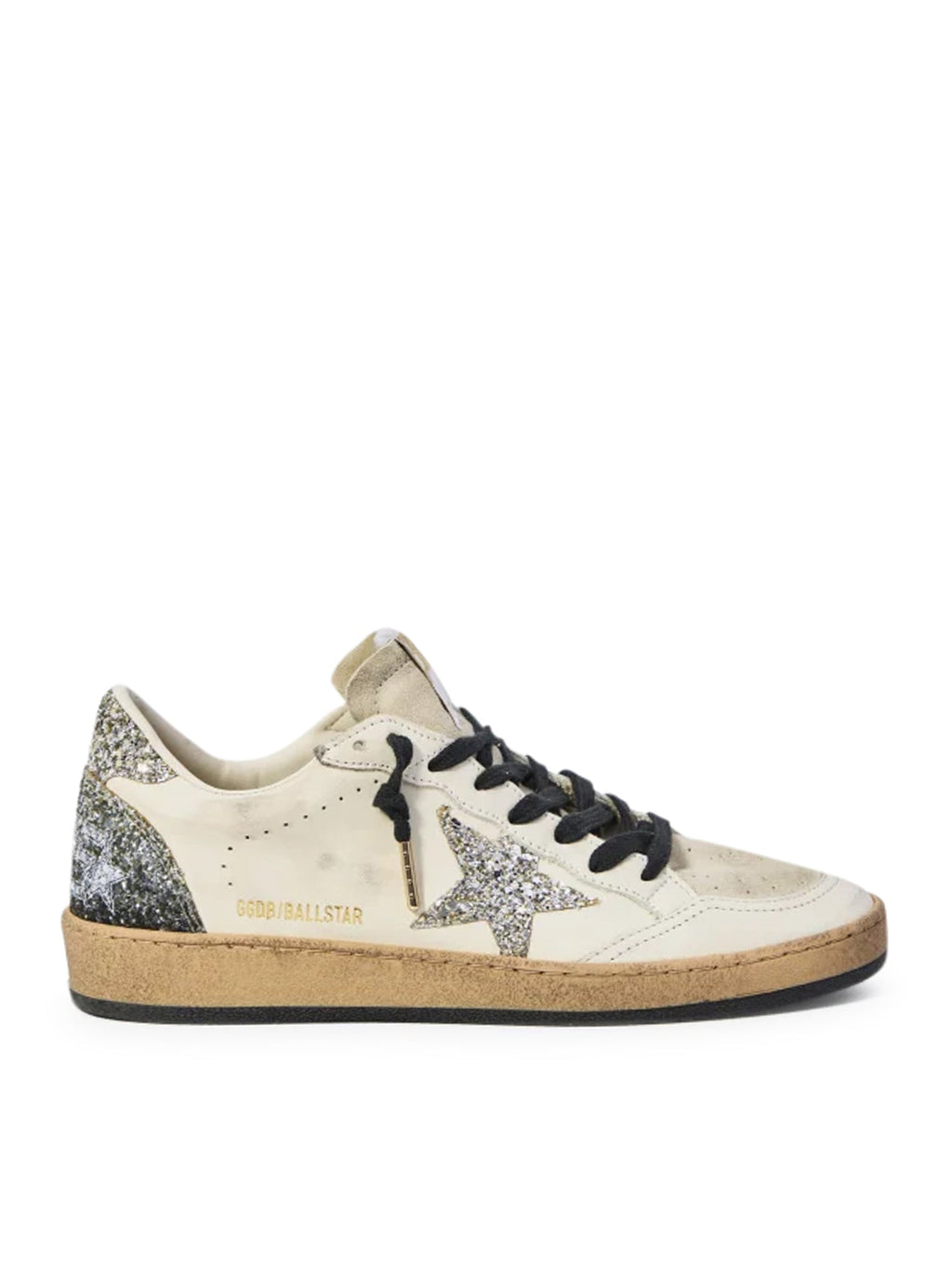 Оригінальна Ball-Star Sneakers In Leather And Glitter Golden goose – боковий вид
