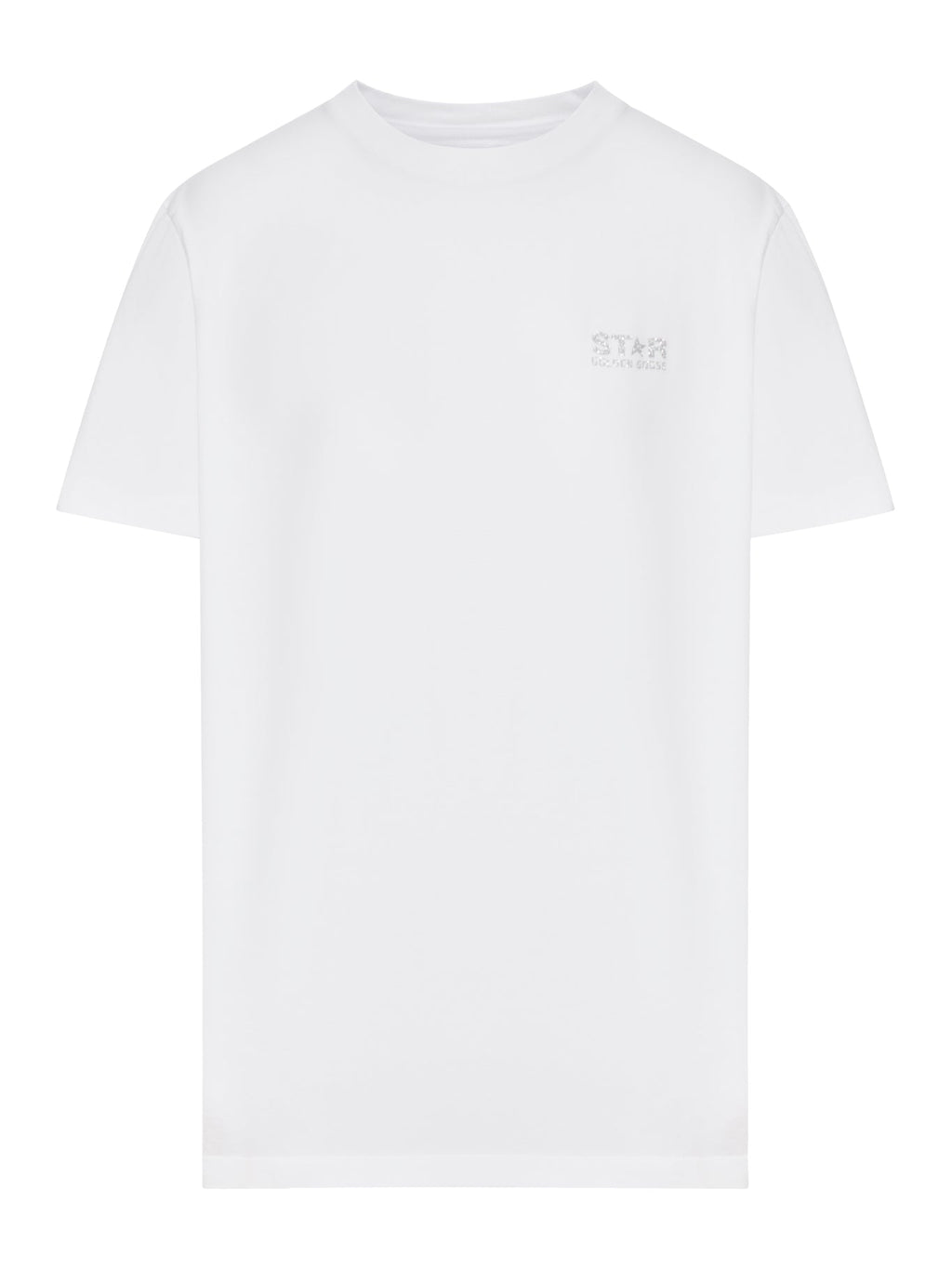 Оригінальна White T-Shirt With Silver Glitter Logo And Star Golden goose – боковий вид