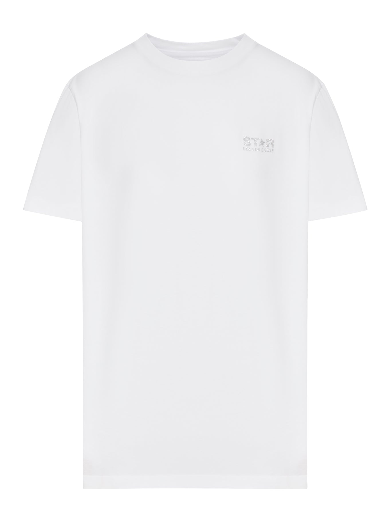Оригінальна White T-Shirt With Silver Glitter Logo And Star Golden goose – боковий вид
