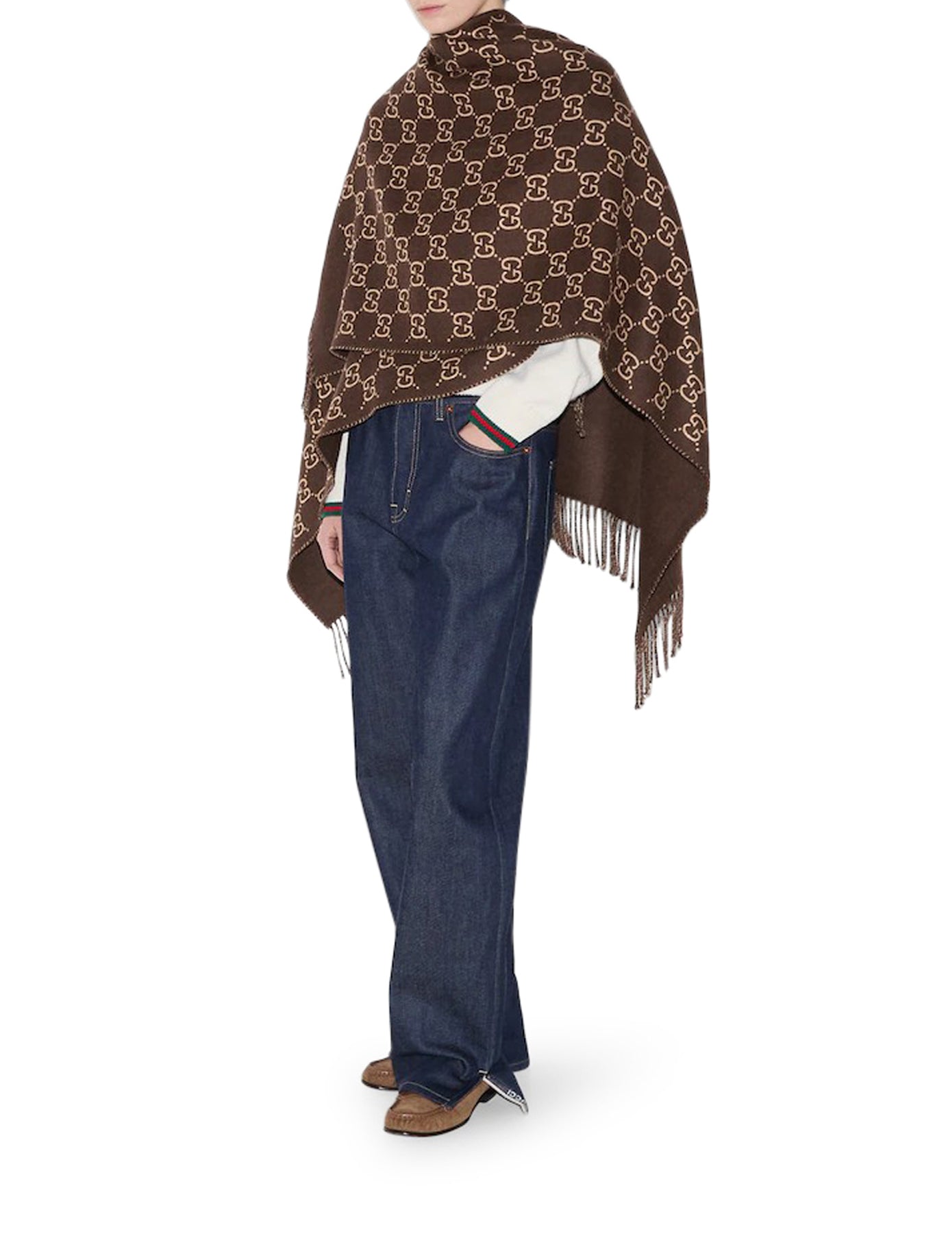 Gg Wool Jacquard Cape Gucci оригінал – Купити в Україні – вид ззаду