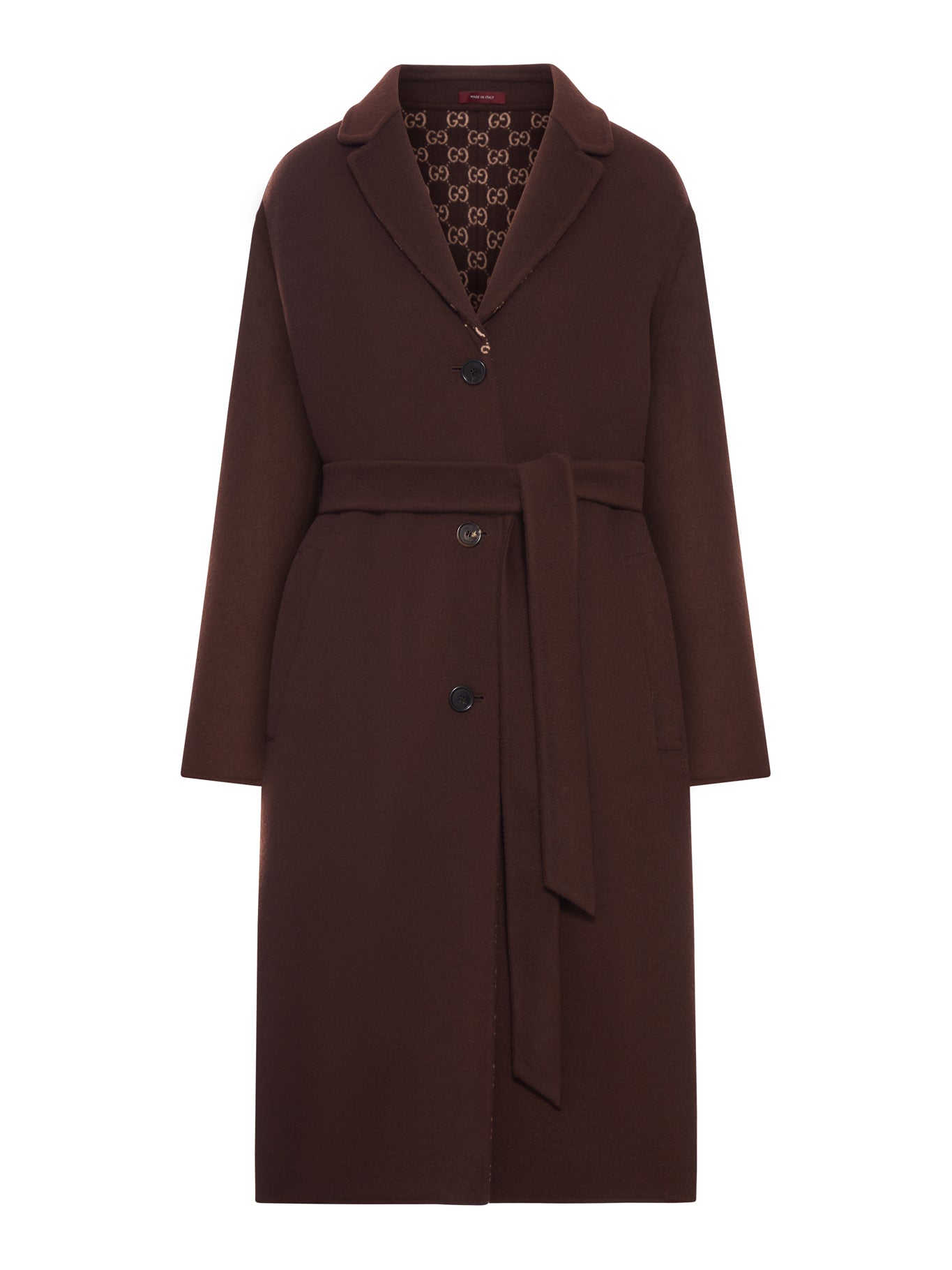 Оригінальна Single-Breasted Coat With Gg Monogram Gucci – боковий вид