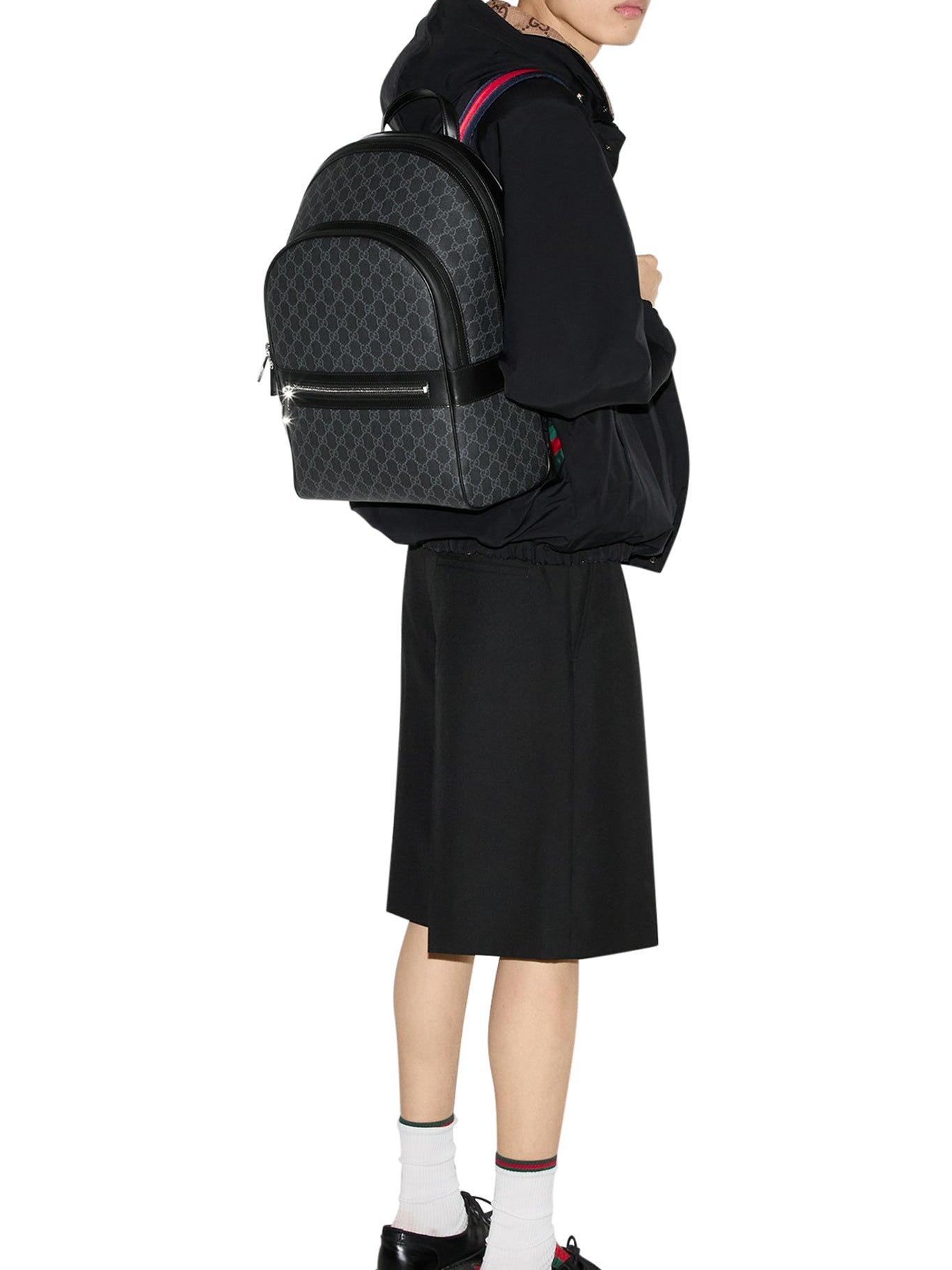 Black Gg Backpack Medium Size Gucci – Гарантія оригінальності – вид ззаду