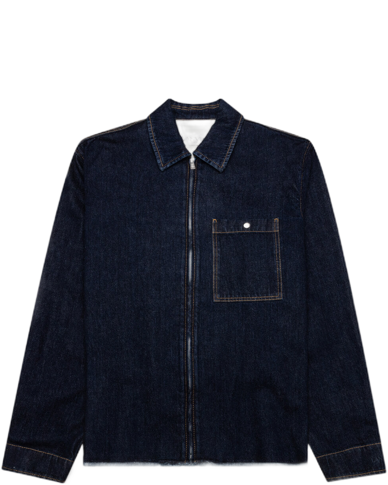 Zipped Denim Shirt - Navy Blue - LANVIN (Background Removed)