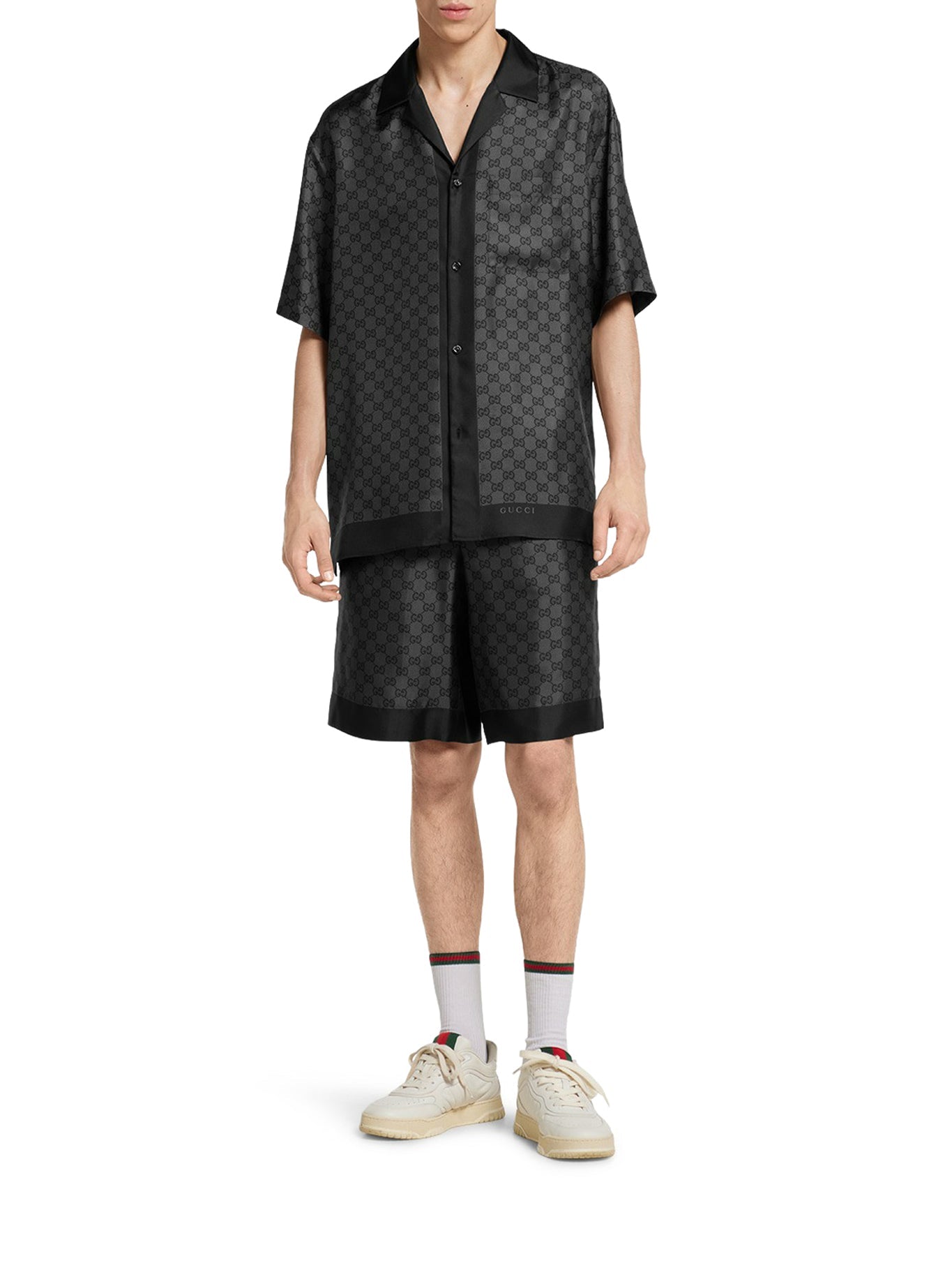 Silk Twill Bowling Shirt With Print Gucci – Гарантія оригінальності – вид ззаду