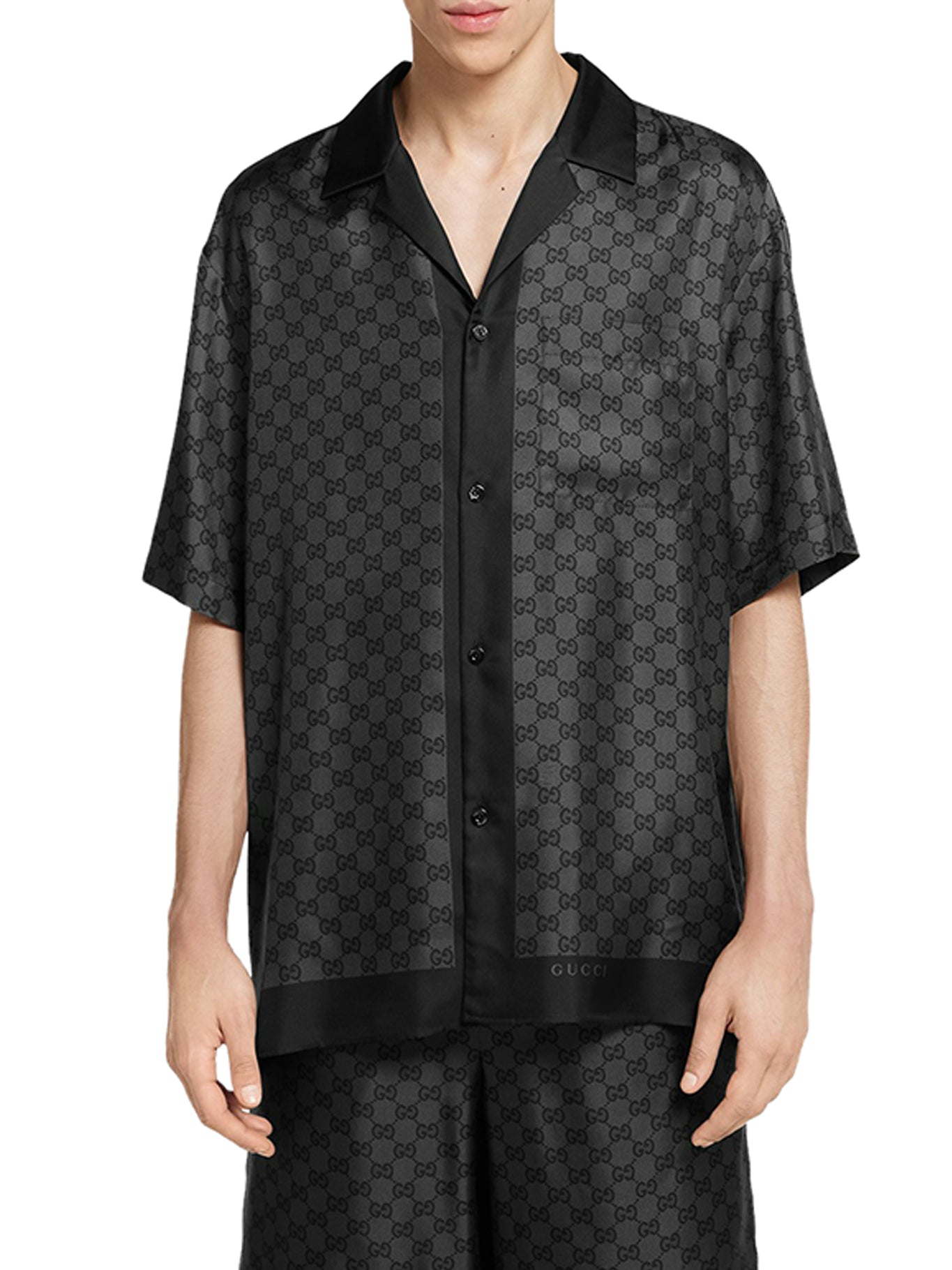 Silk Twill Bowling Shirt With Print Gucci – Гарантія оригінальності – детальний вид