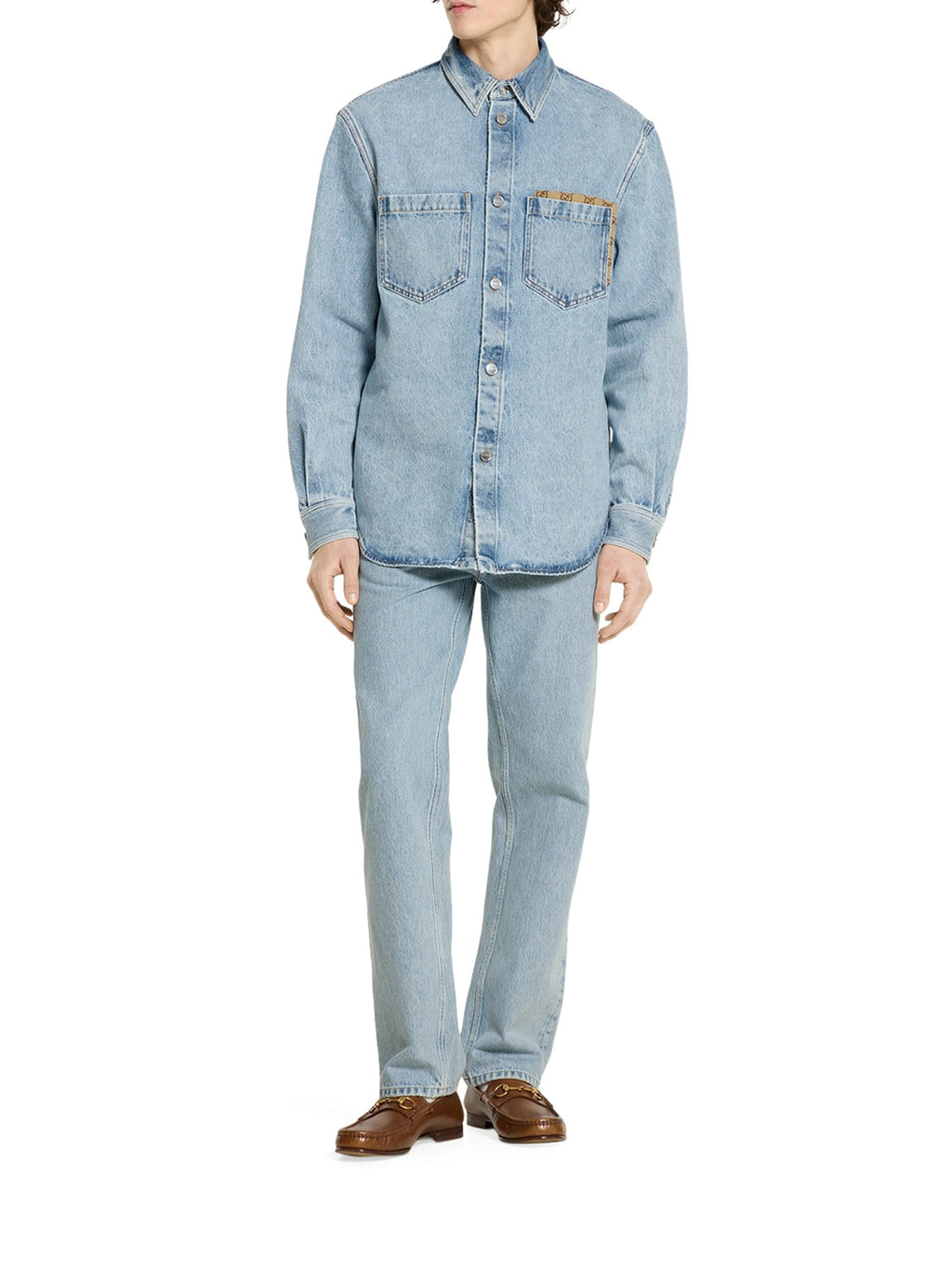 Délavé Denim Trousers With Gg Insert Gucci – Гарантія оригінальності – вид ззаду