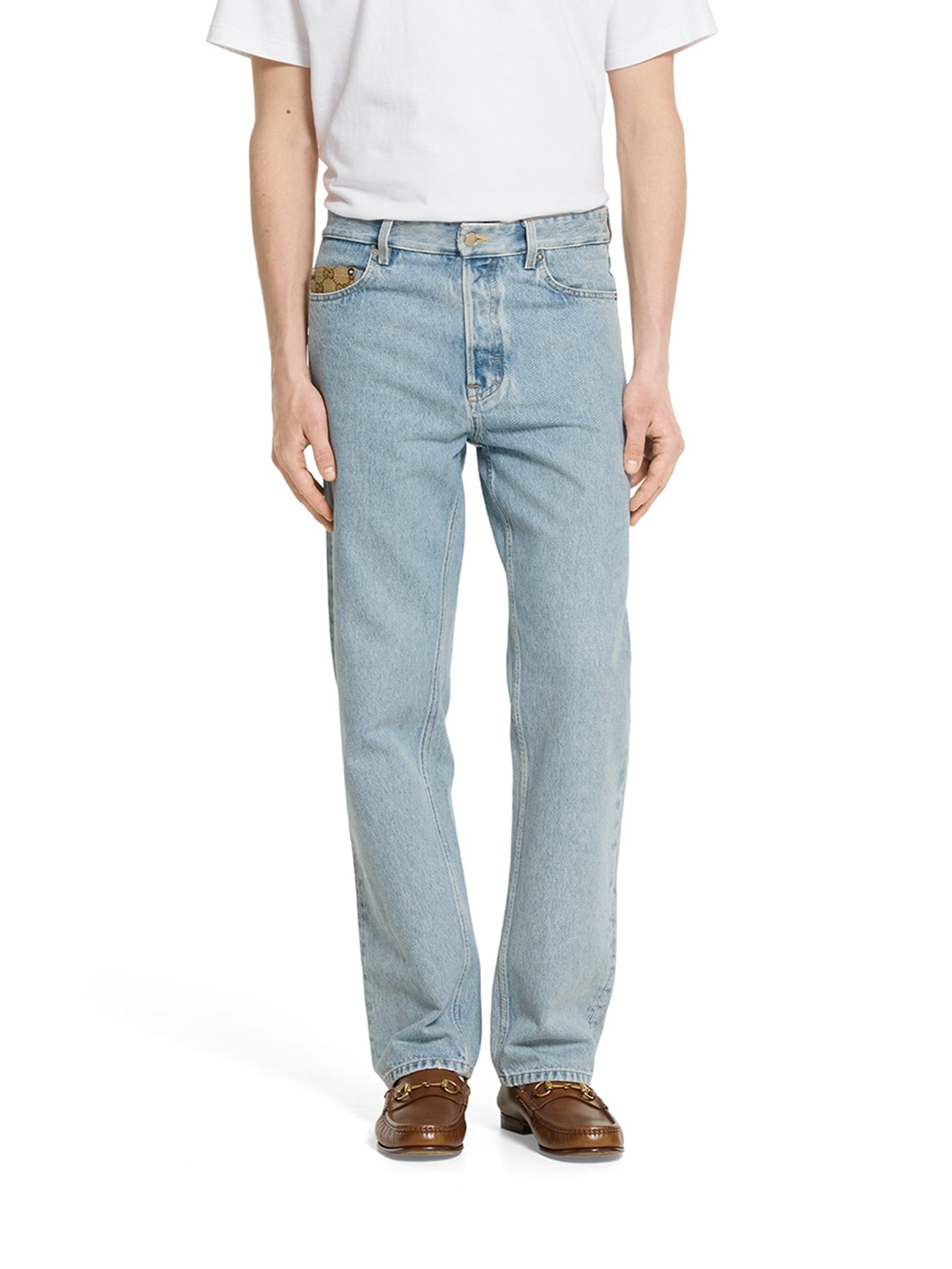 Délavé Denim Trousers With Gg Insert Gucci – Гарантія оригінальності – детальний вид