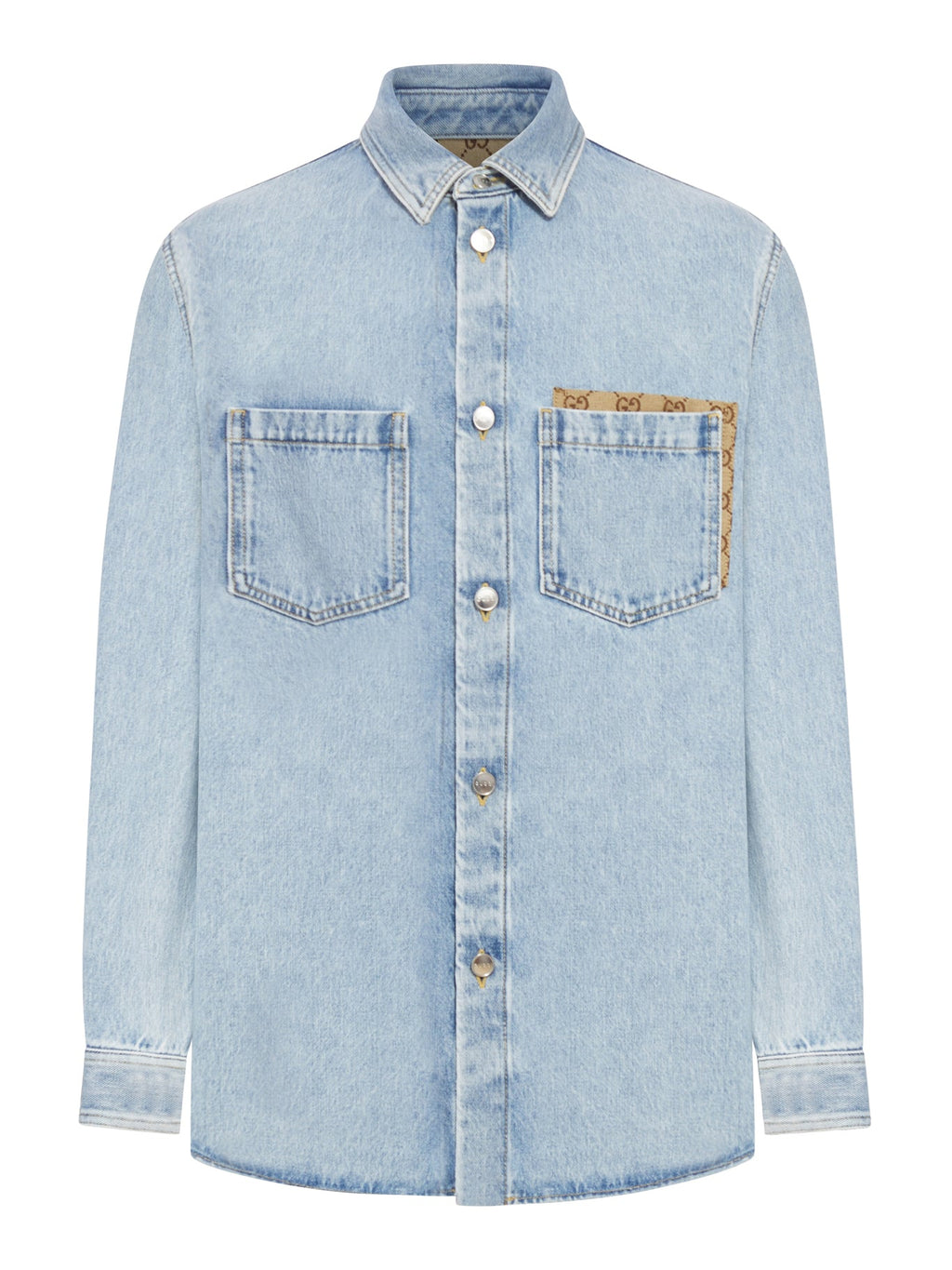 Délavé Denim Shirt With Gg Insert Gucci оригінал – Купити в Україні – боковий вид