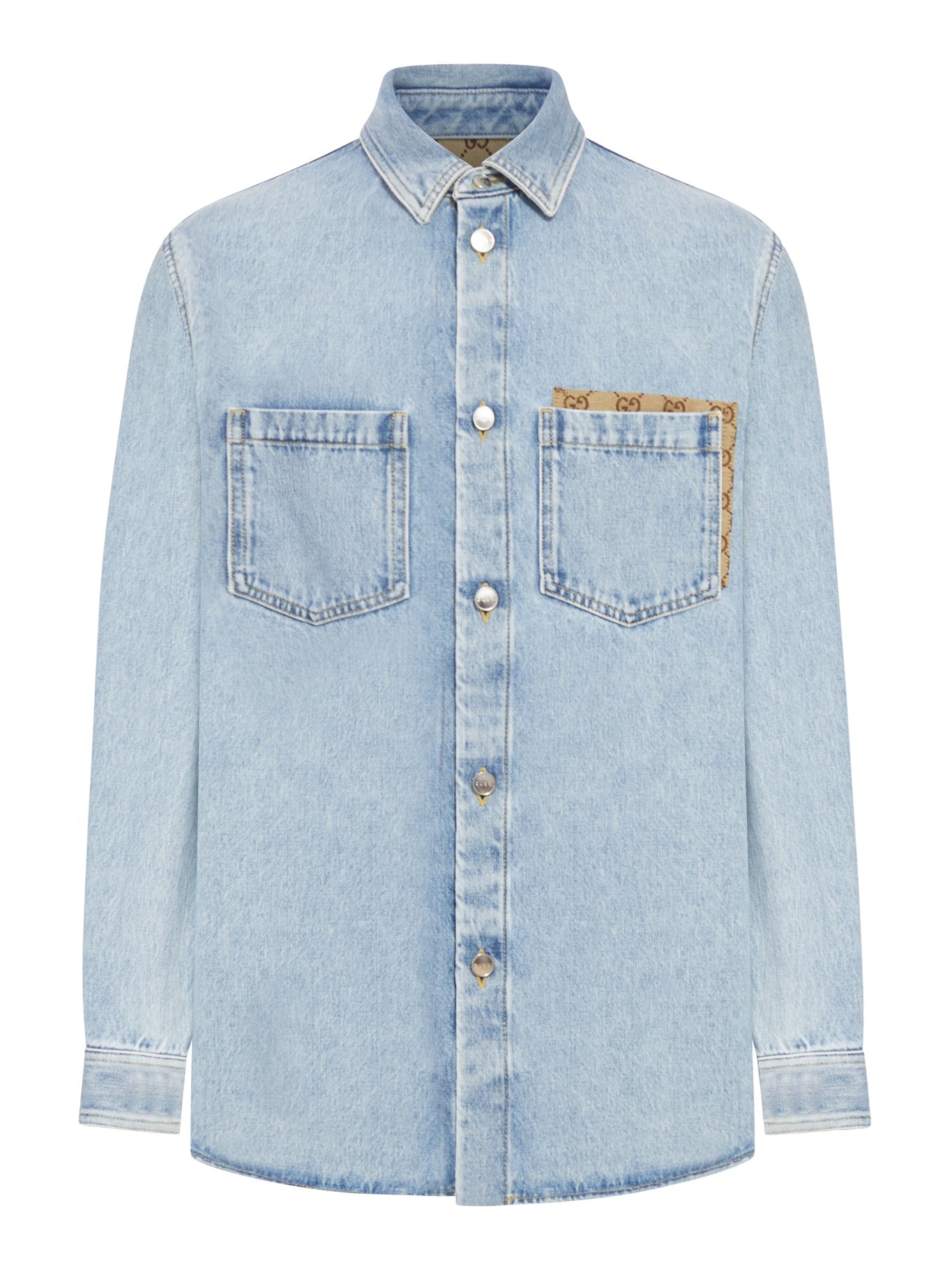 Délavé Denim Shirt With Gg Insert Gucci оригінал – Купити в Україні – боковий вид