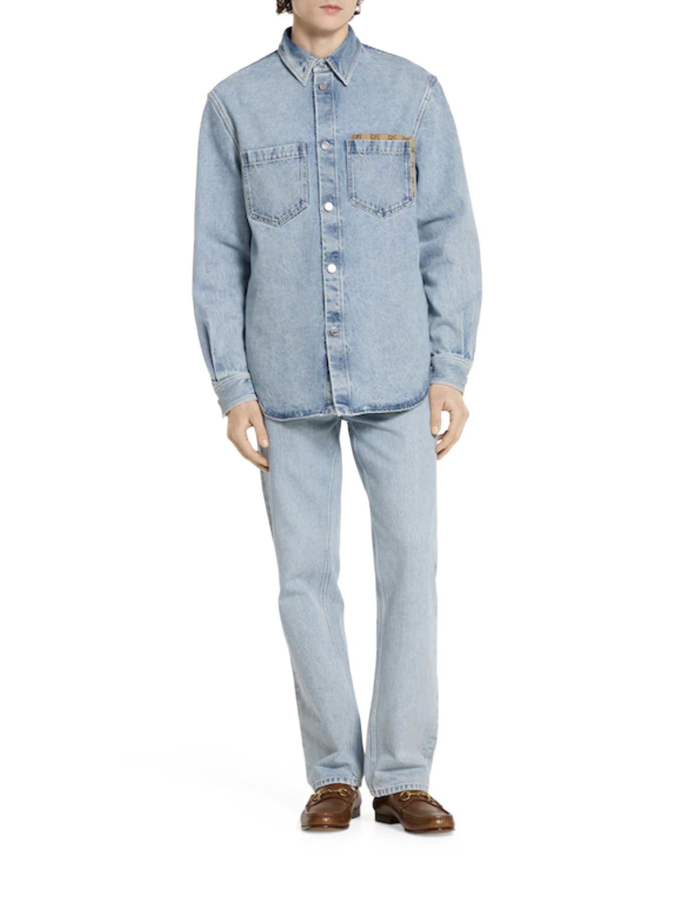 Délavé Denim Shirt With Gg Insert Gucci оригінал – Купити в Україні – вид ззаду