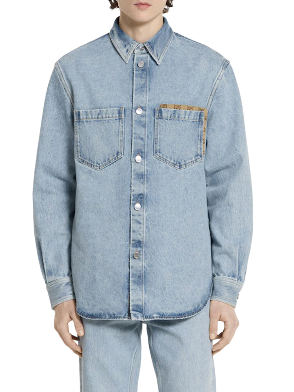 Délavé Denim Shirt With Gg Insert Gucci оригінал – Купити в Україні – детальний вид