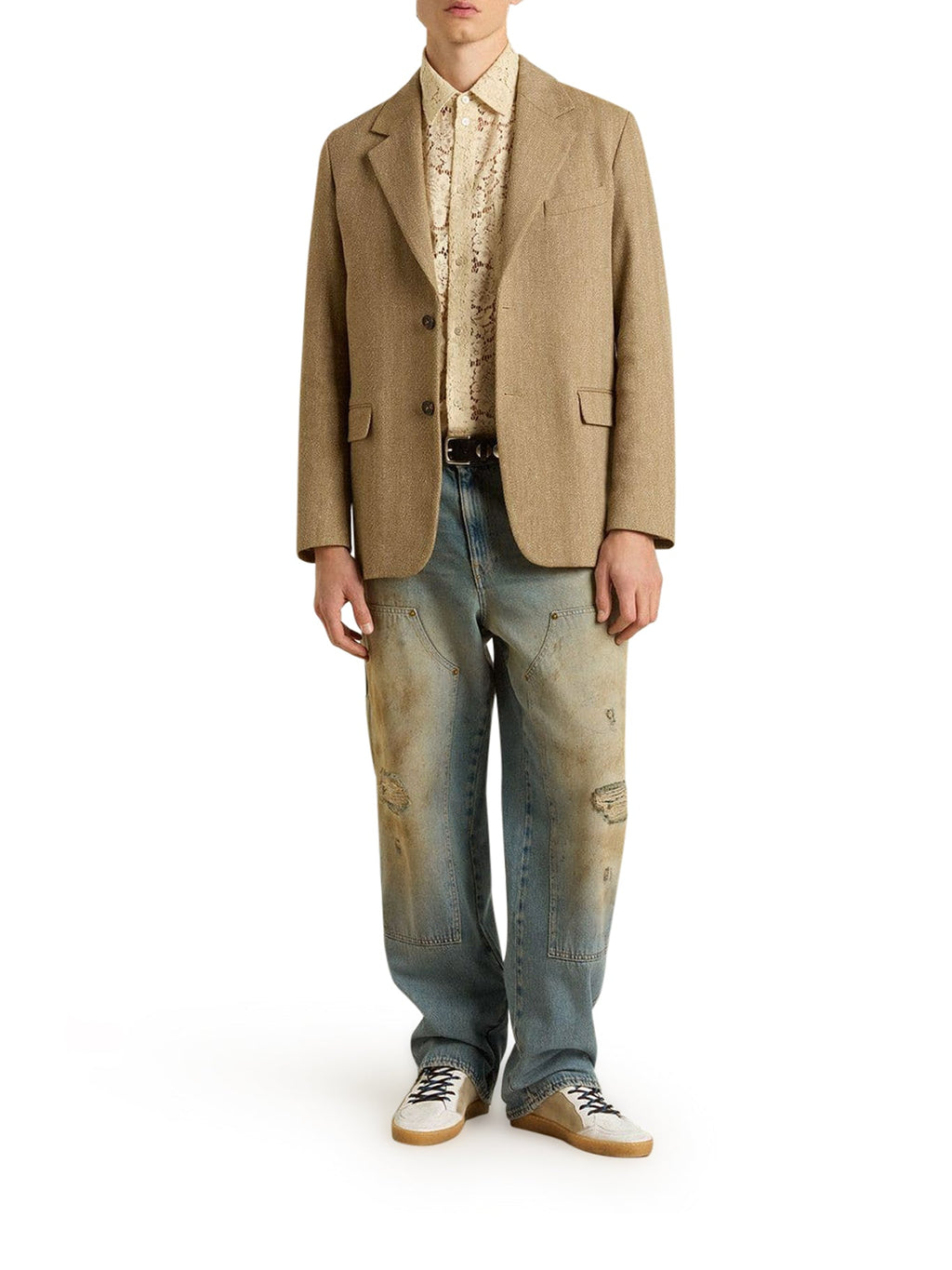 Оригінальна Sand Wash Jeans With A Distressed Effect Golden goose – вид ззаду