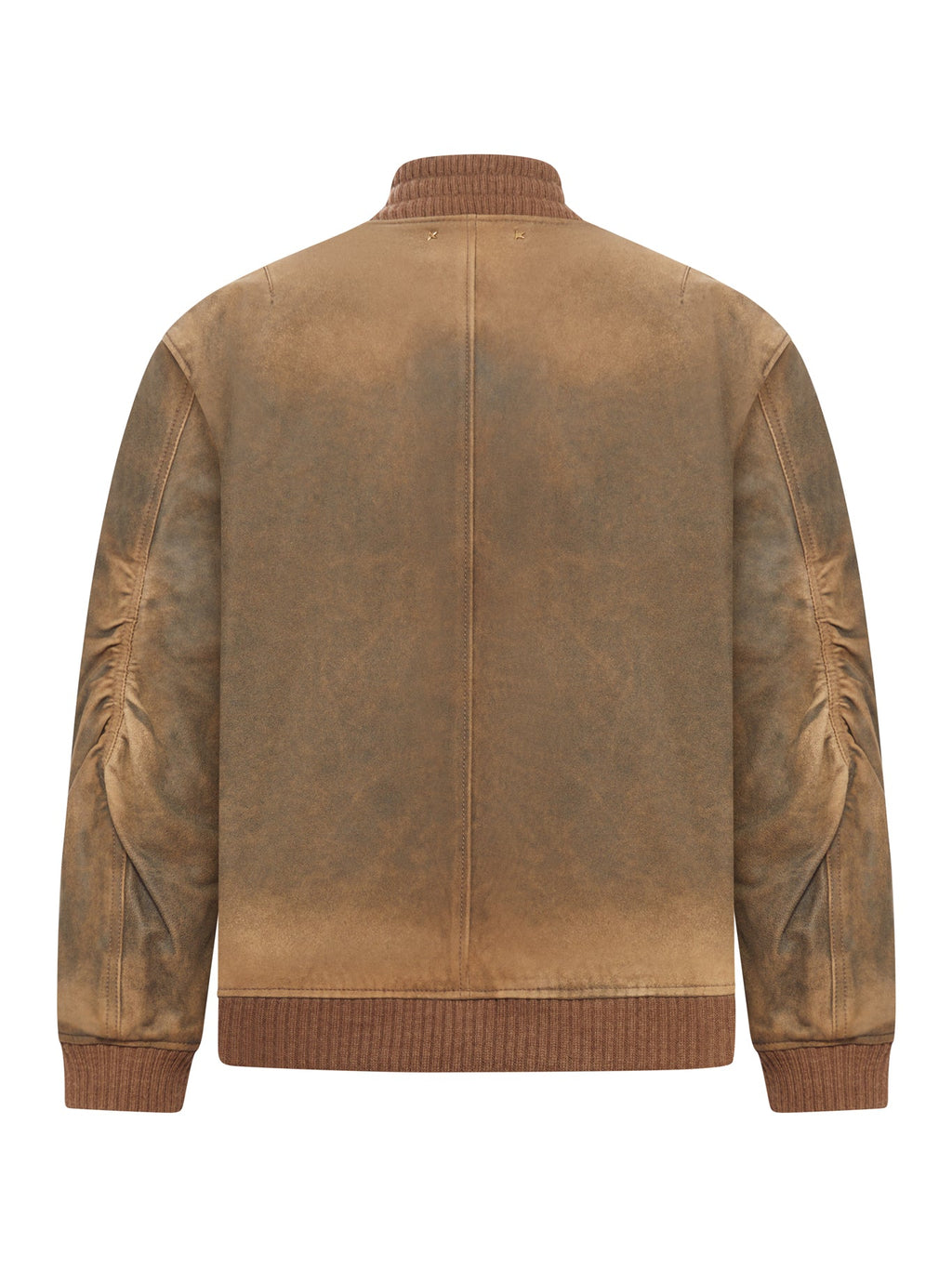 BROWN LEATHER JACKET WITH LIVED-IN EFFECT GOLDEN GOOSE – Гарантія оригінальності – вид ззаду