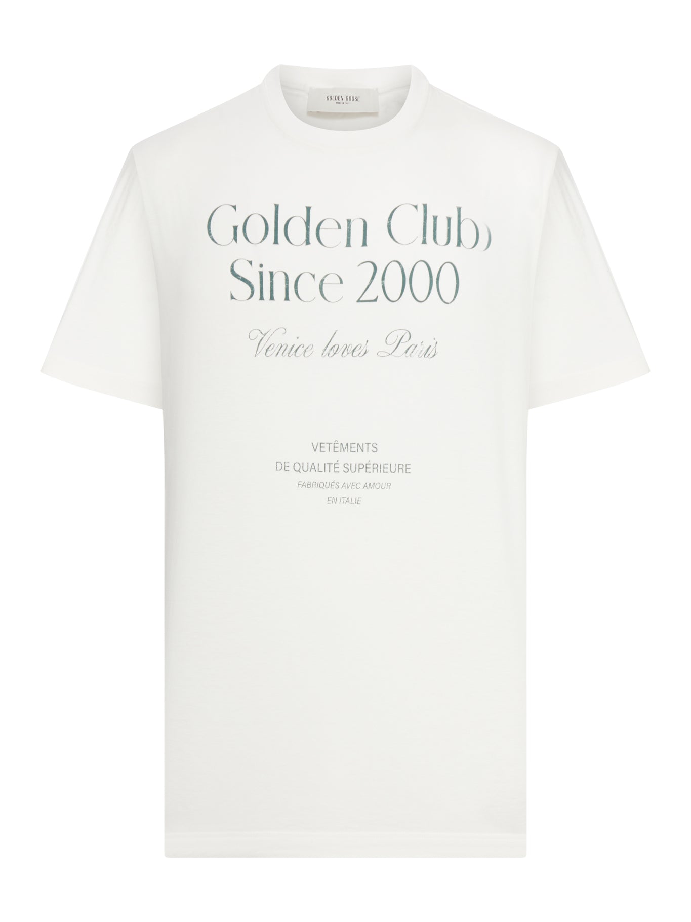 Оригінальна Journey Lightweight Cotton Jersey T-Shirt With Print Golden goose – боковий вид