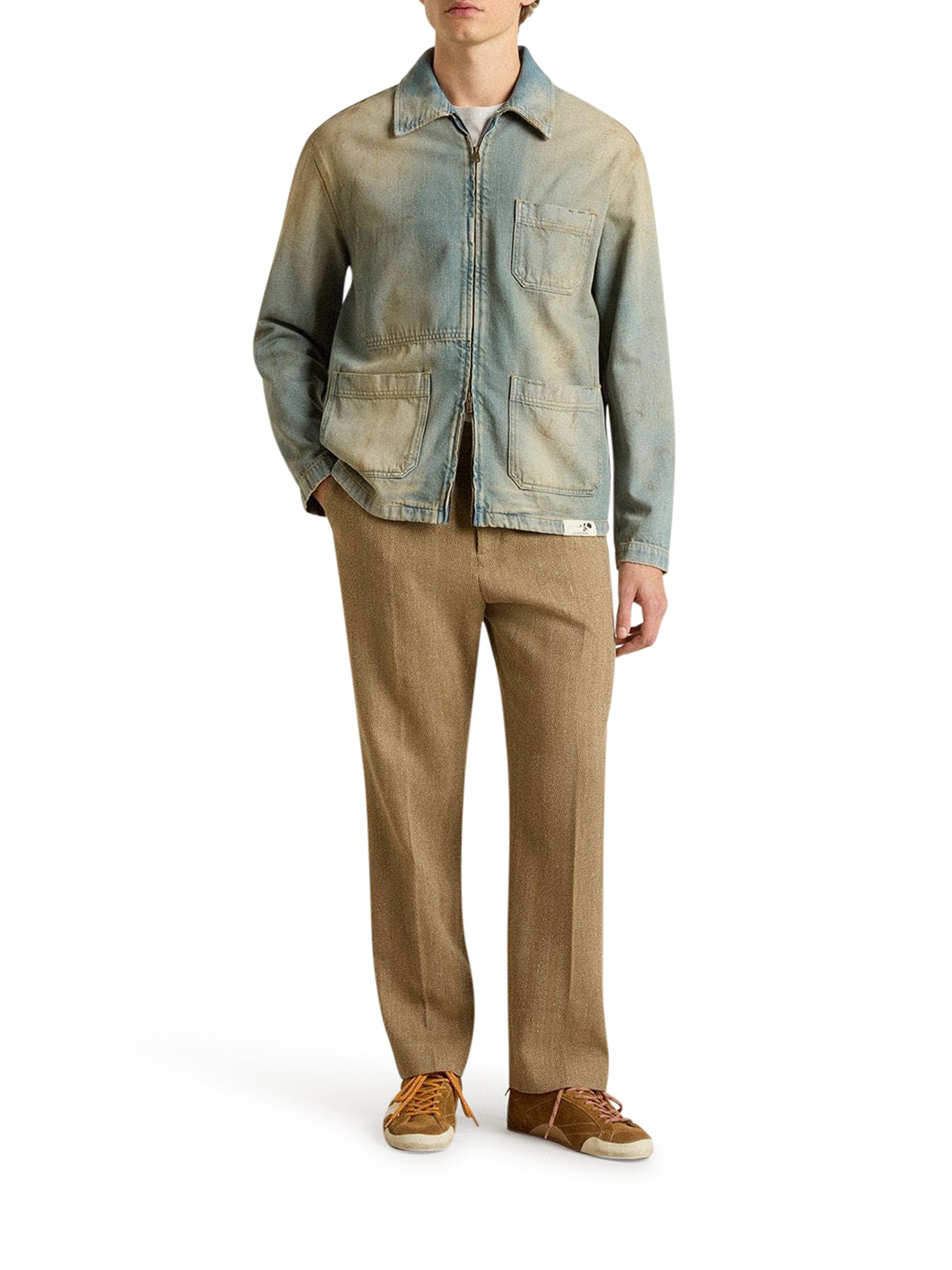 Оригінальна Journey Lightweight Cotton Jersey T-Shirt With Print Golden goose – вид ззаду