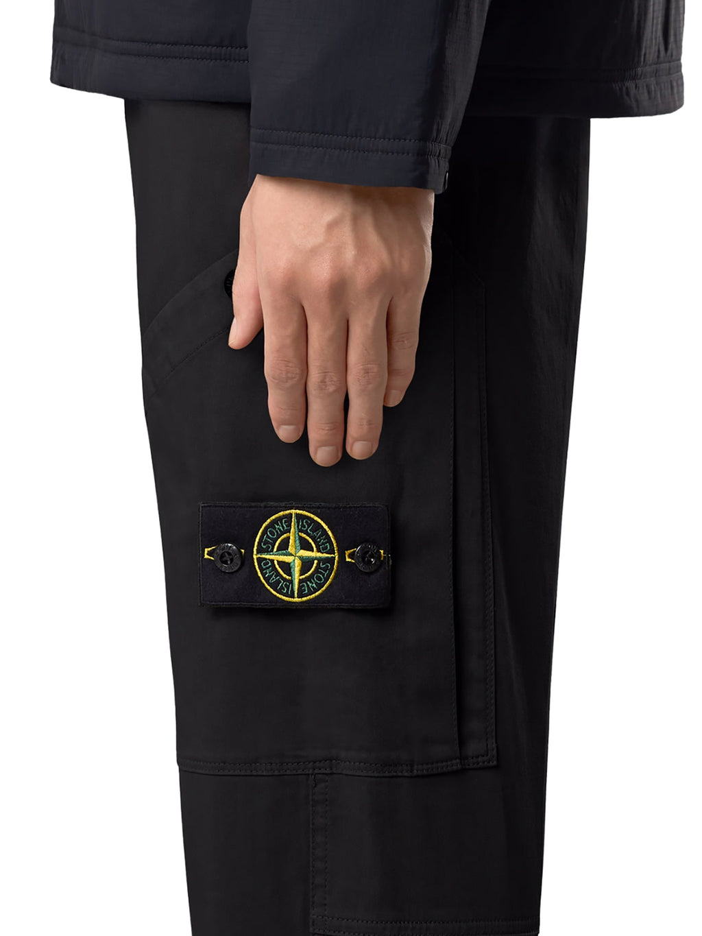 Оригінальна Regular Cotton Trousers With Logo Stone island – збільшений вид