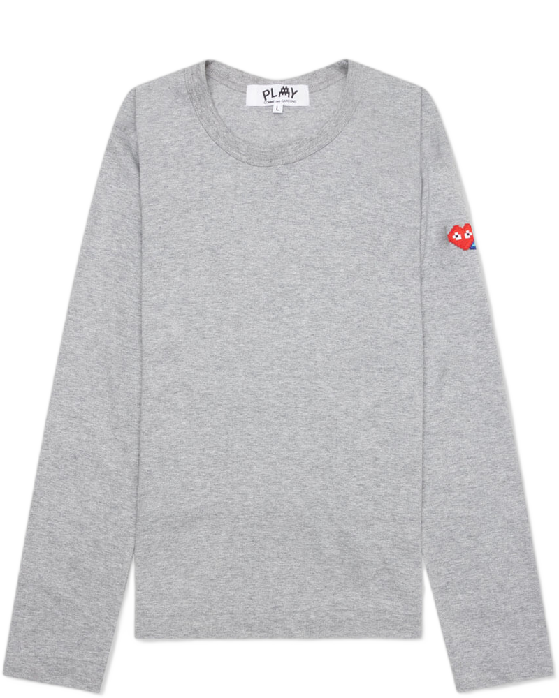 Comme des Garcons PLAY x the Artist Invader Women's L/S Tee - Grey - COMME DES GARCONS (Background Removed)