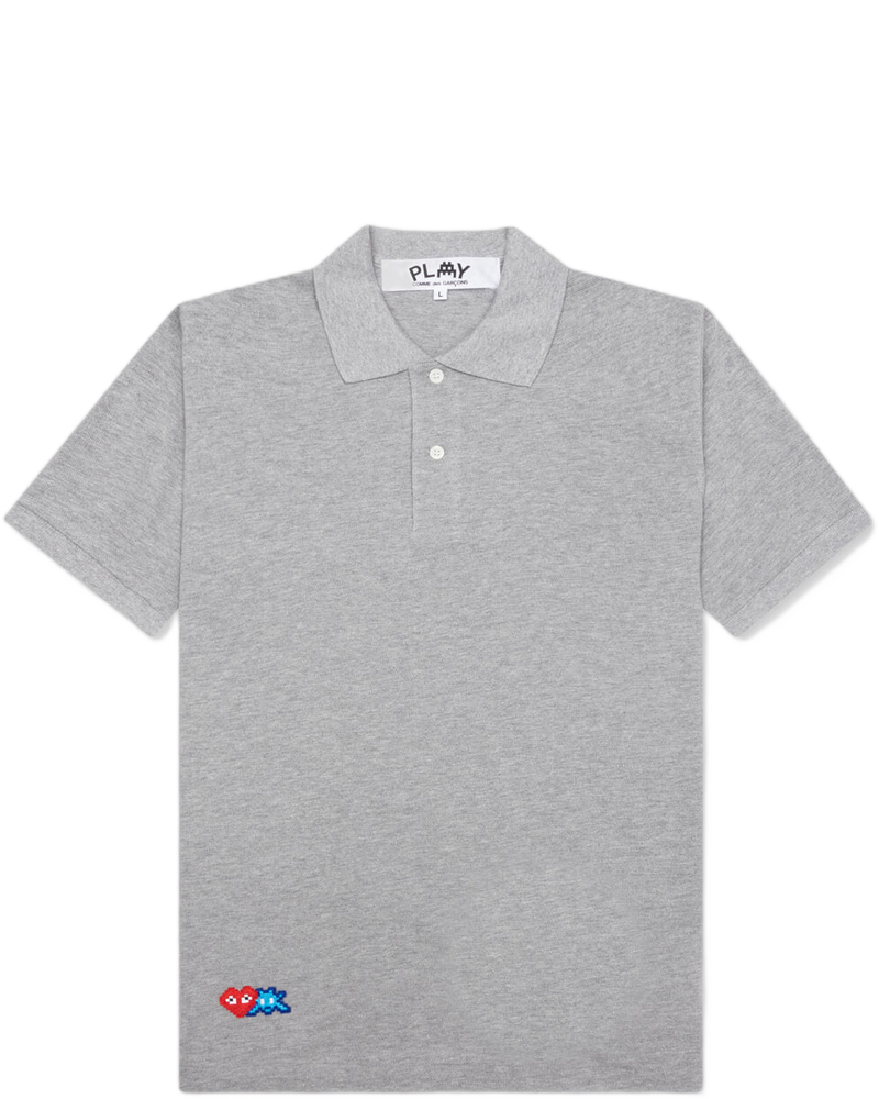 Comme des Garcons PLAY x the Artist Invader Polo - Grey - COMME DES GARCONS (Background Removed)