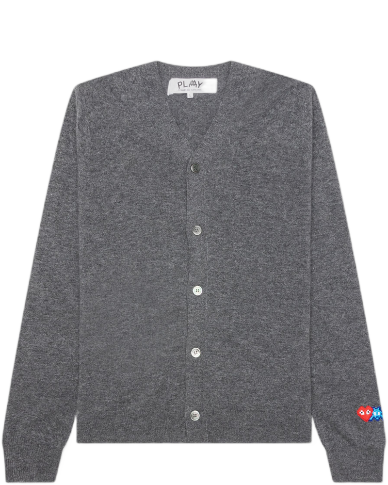Comme des Garcons PLAY x the Artist Invader Button Cardigan - Grey - COMME DES GARCONS (Background Removed)