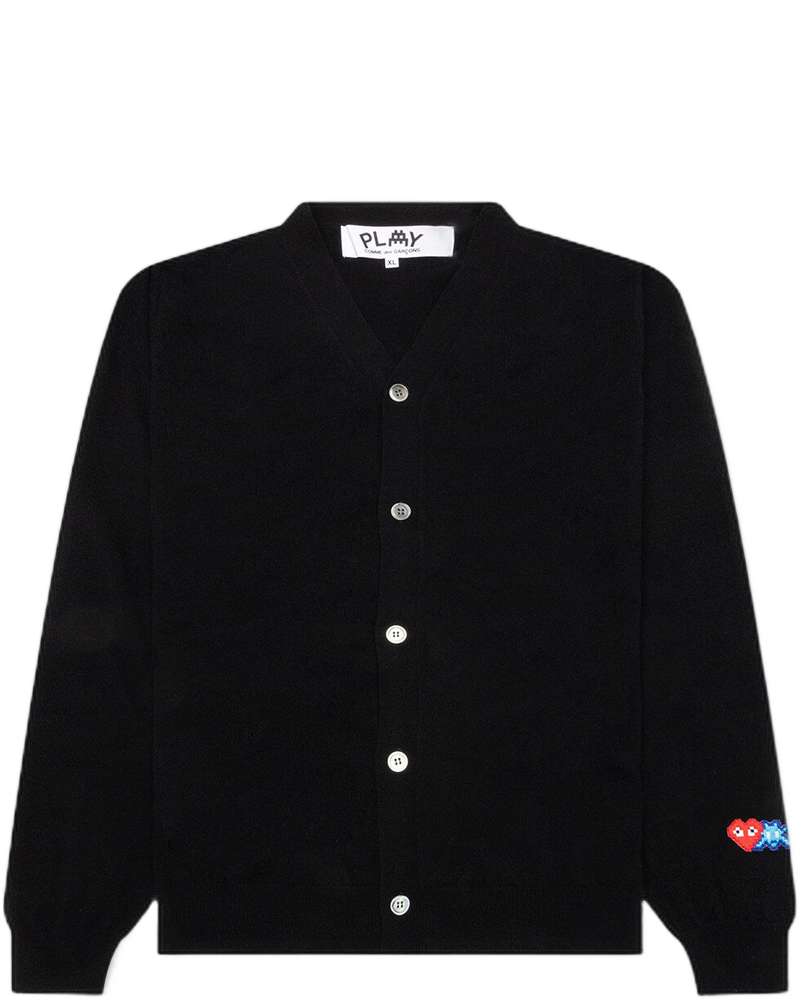 Comme des Garcons PLAY x the Artist Invader Button Cardigan - Black - COMME DES GARCONS (Background Removed)