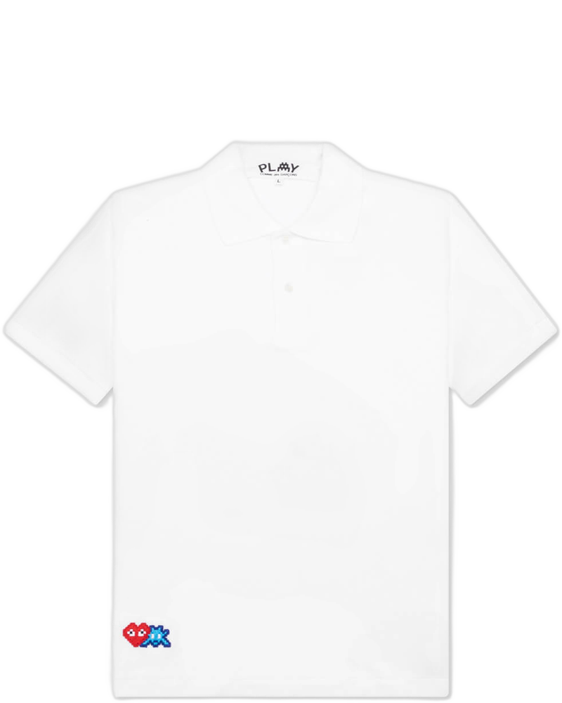 Comme des Garcons PLAY x the Artist Invader Polo - White - COMME DES GARCONS (Background Removed)