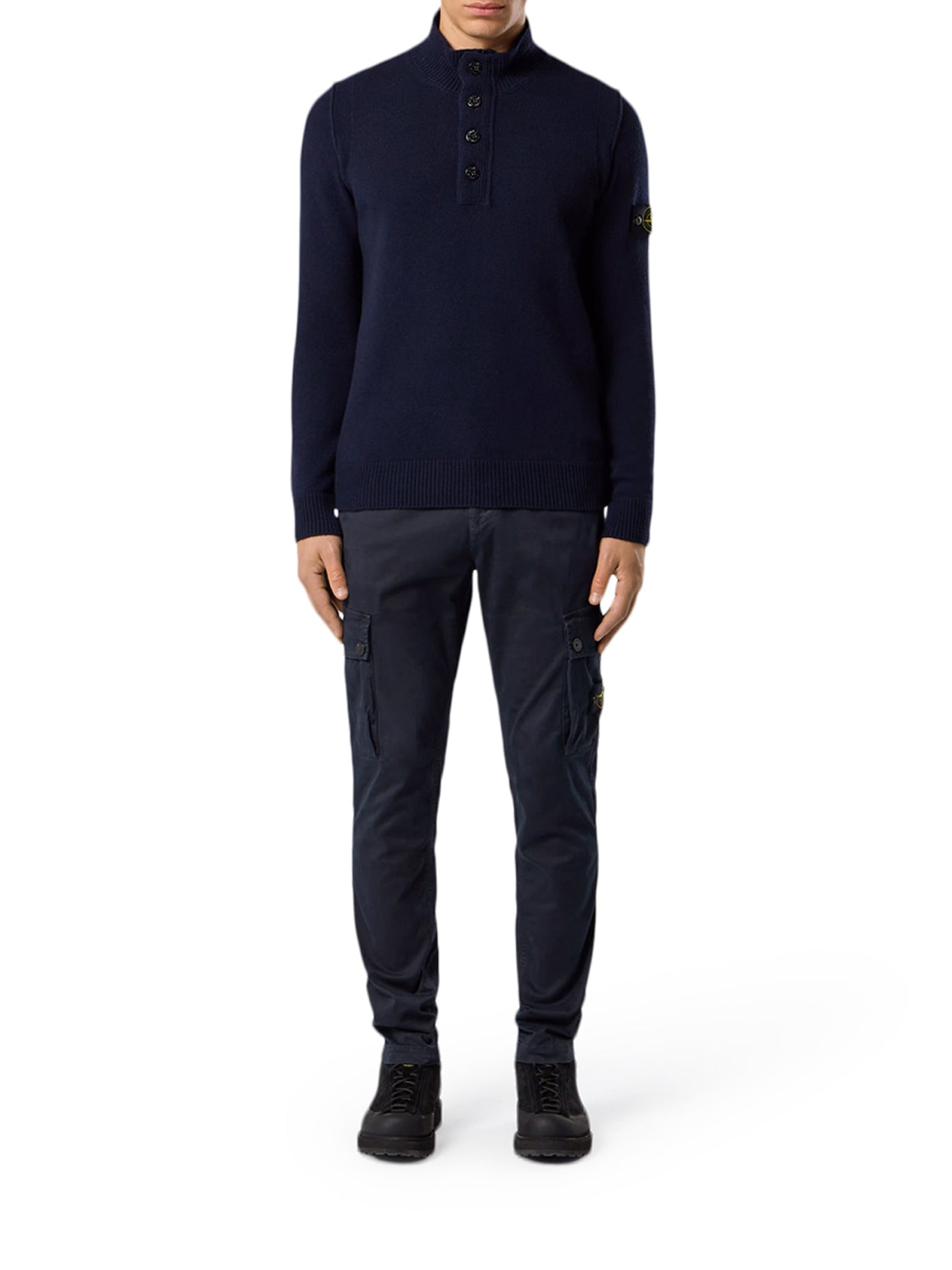 Оригінальна Sweater With Short Zip And Felt Details Stone island – вид ззаду