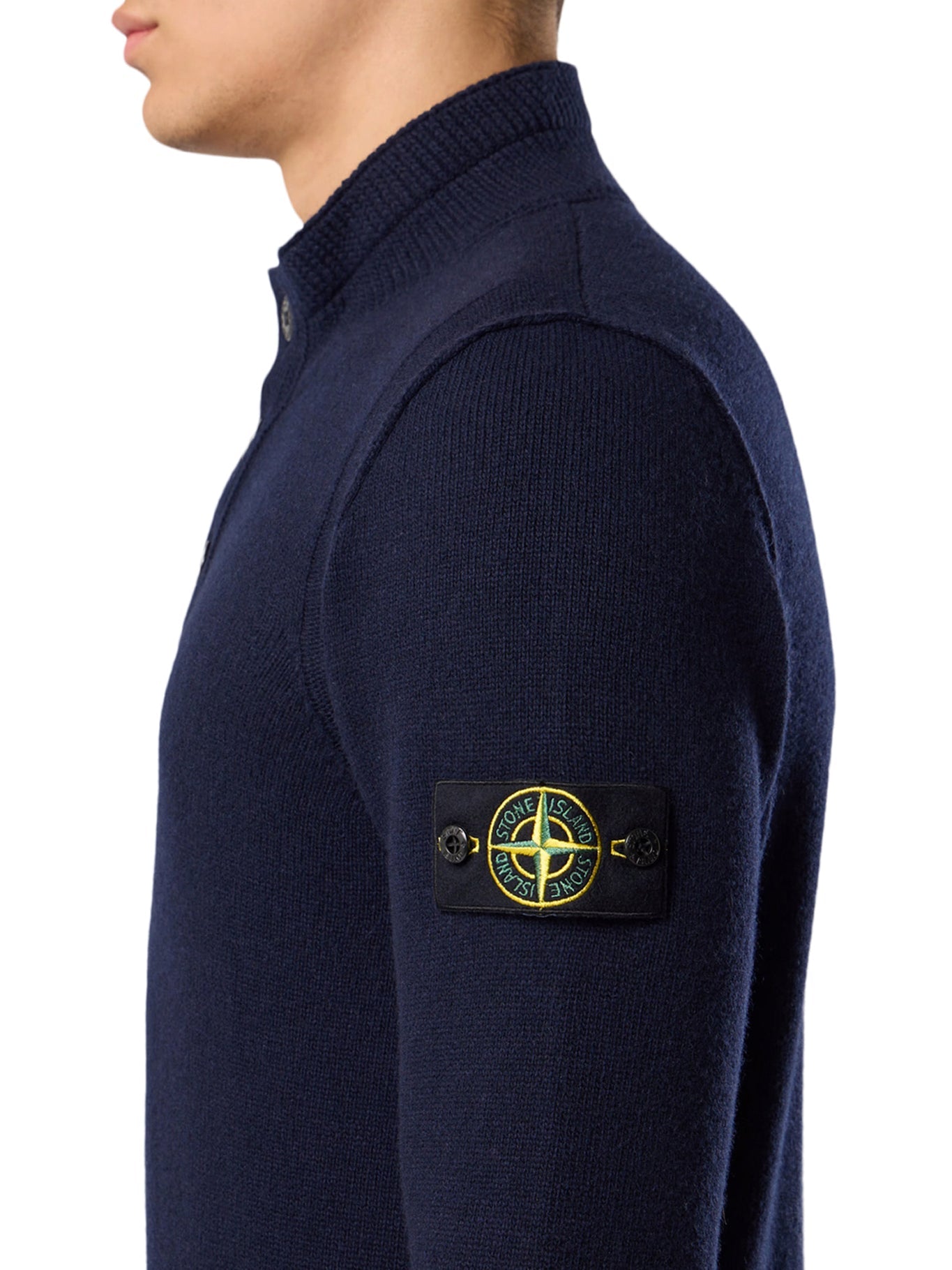 Оригінальна Sweater With Short Zip And Felt Details Stone island – збільшений вид
